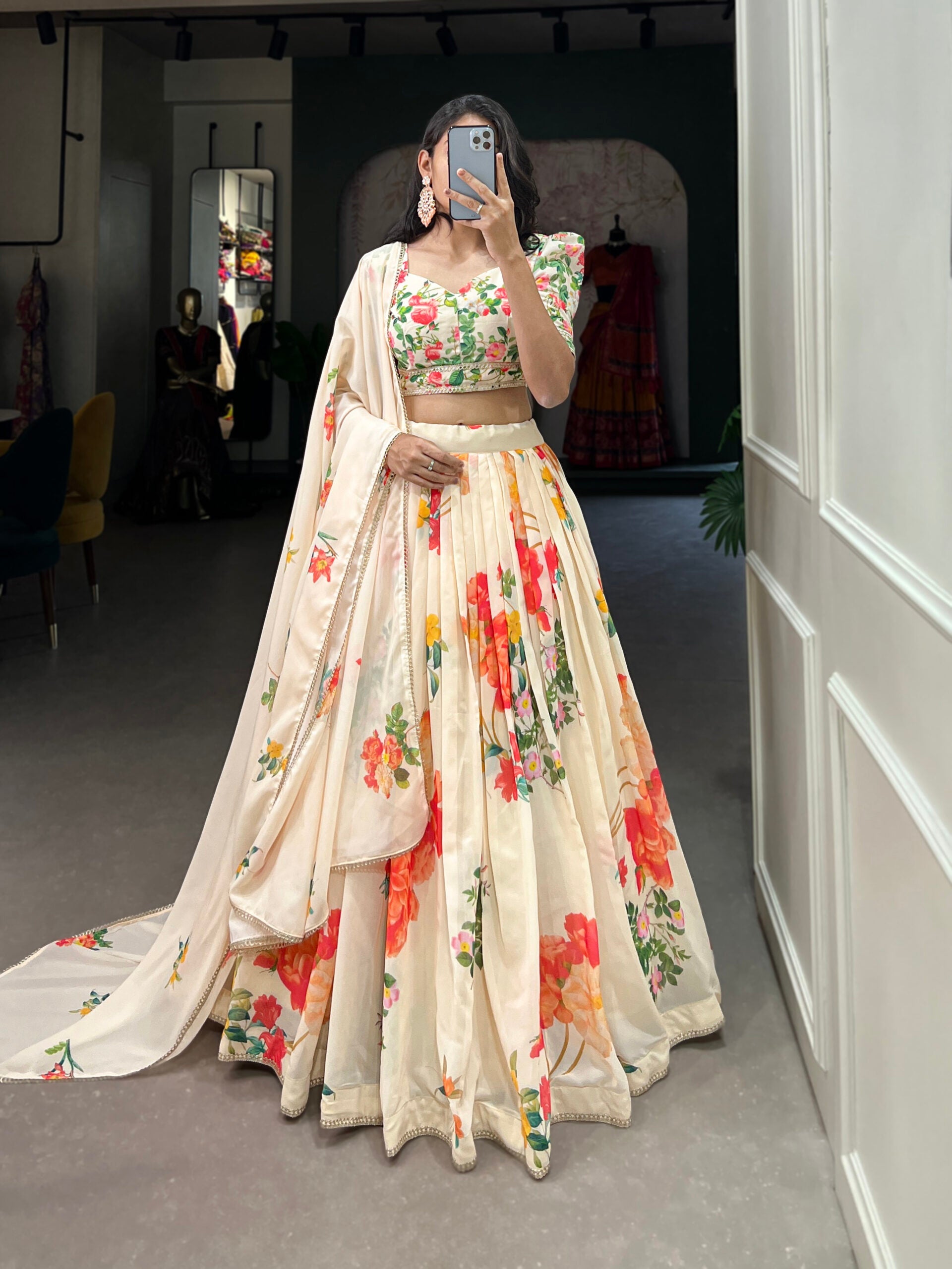 Floral Print Lehenga Choli
