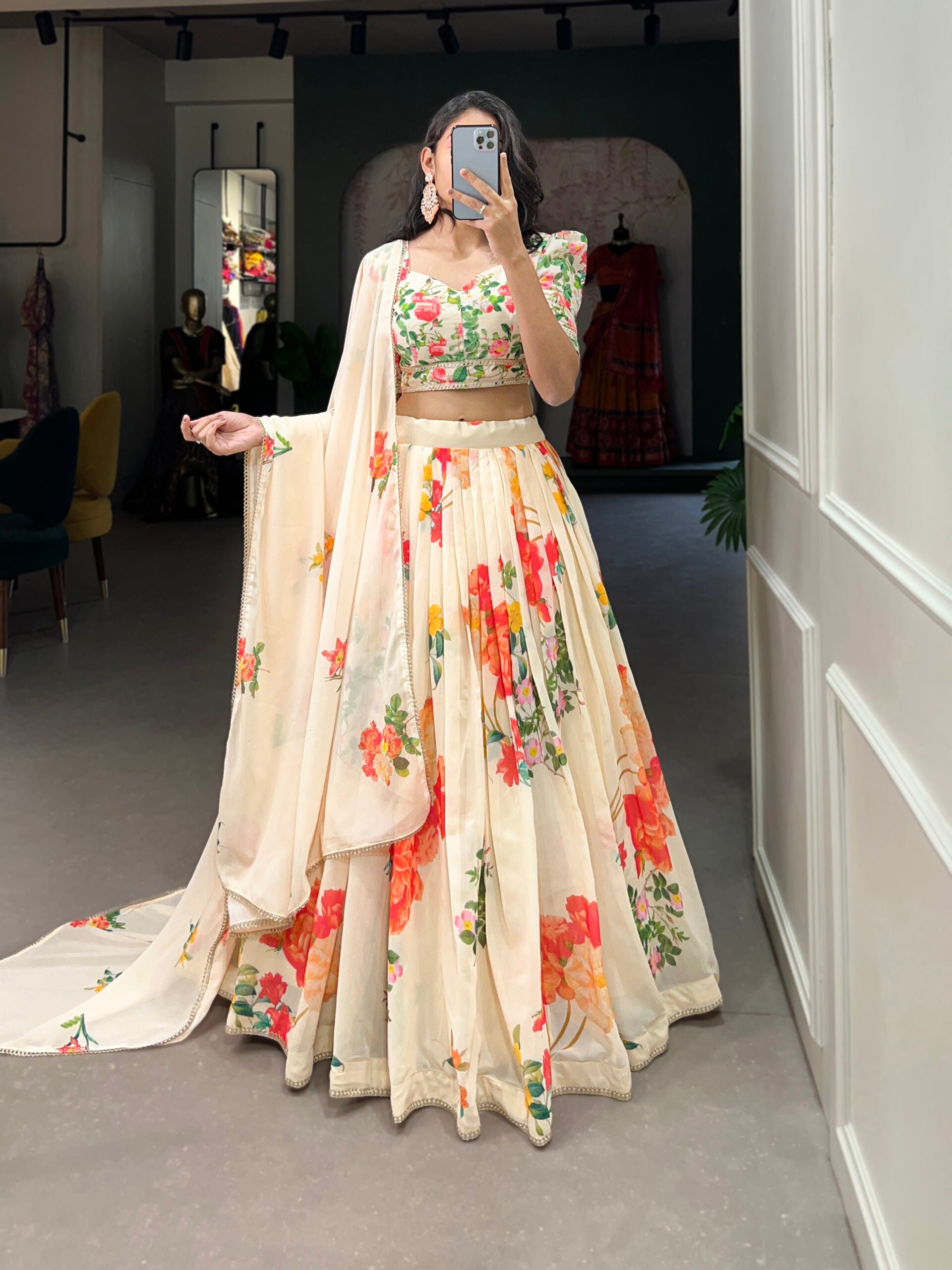 Floral Print Lehenga Choli