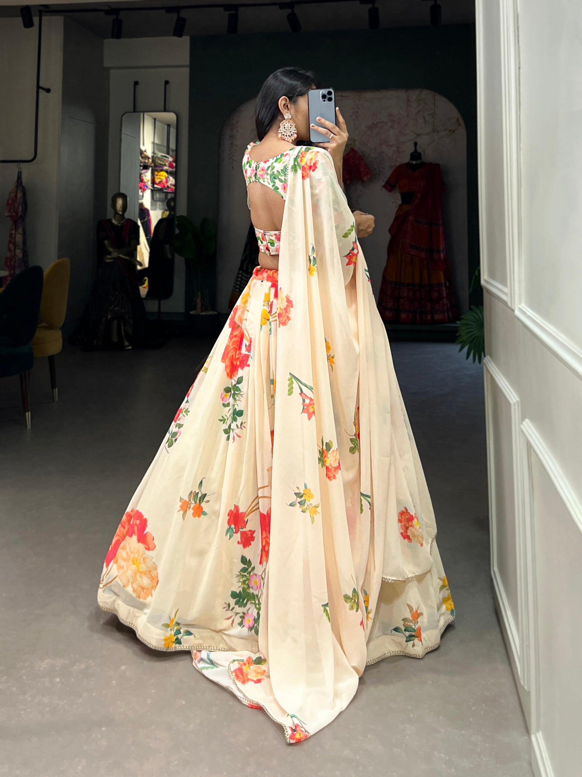 Floral Print Lehenga Choli