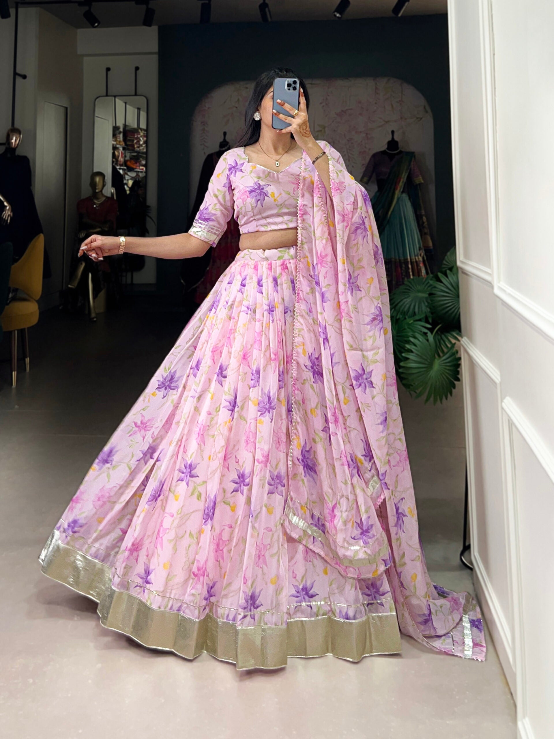 Tabby Silk Floral Lehenga