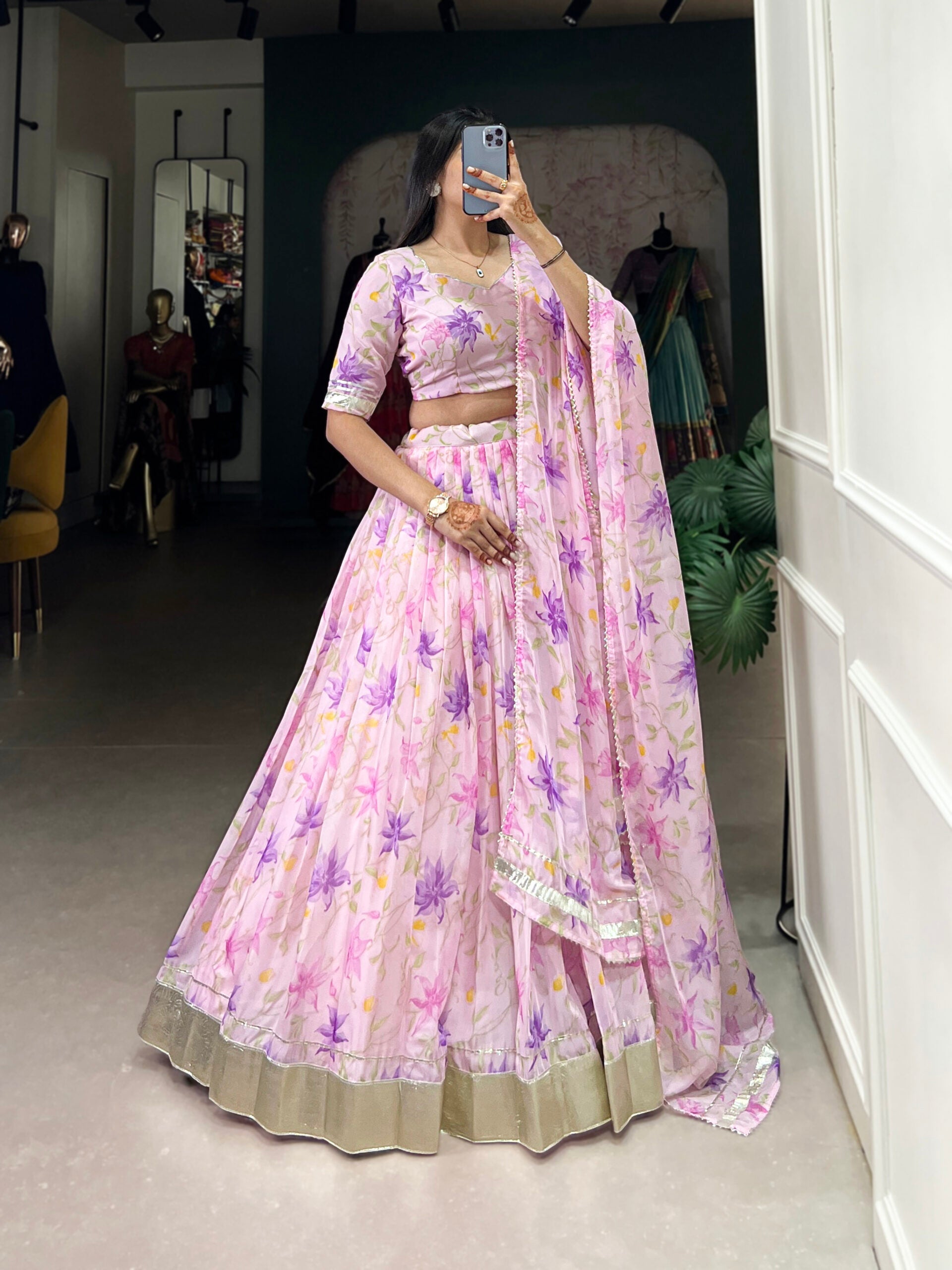 Tabby Silk Floral Lehenga