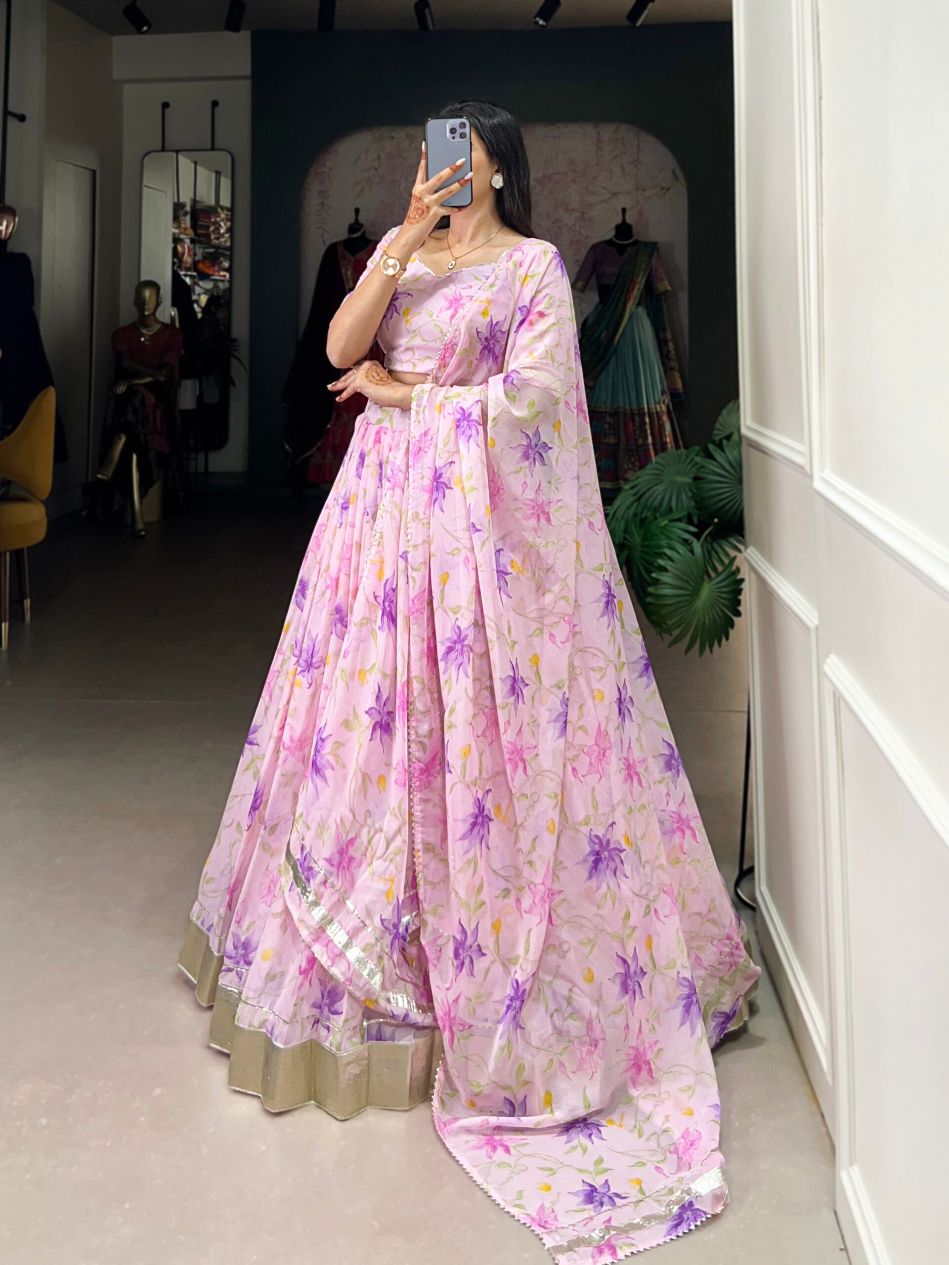 Tabby Silk Floral Lehenga