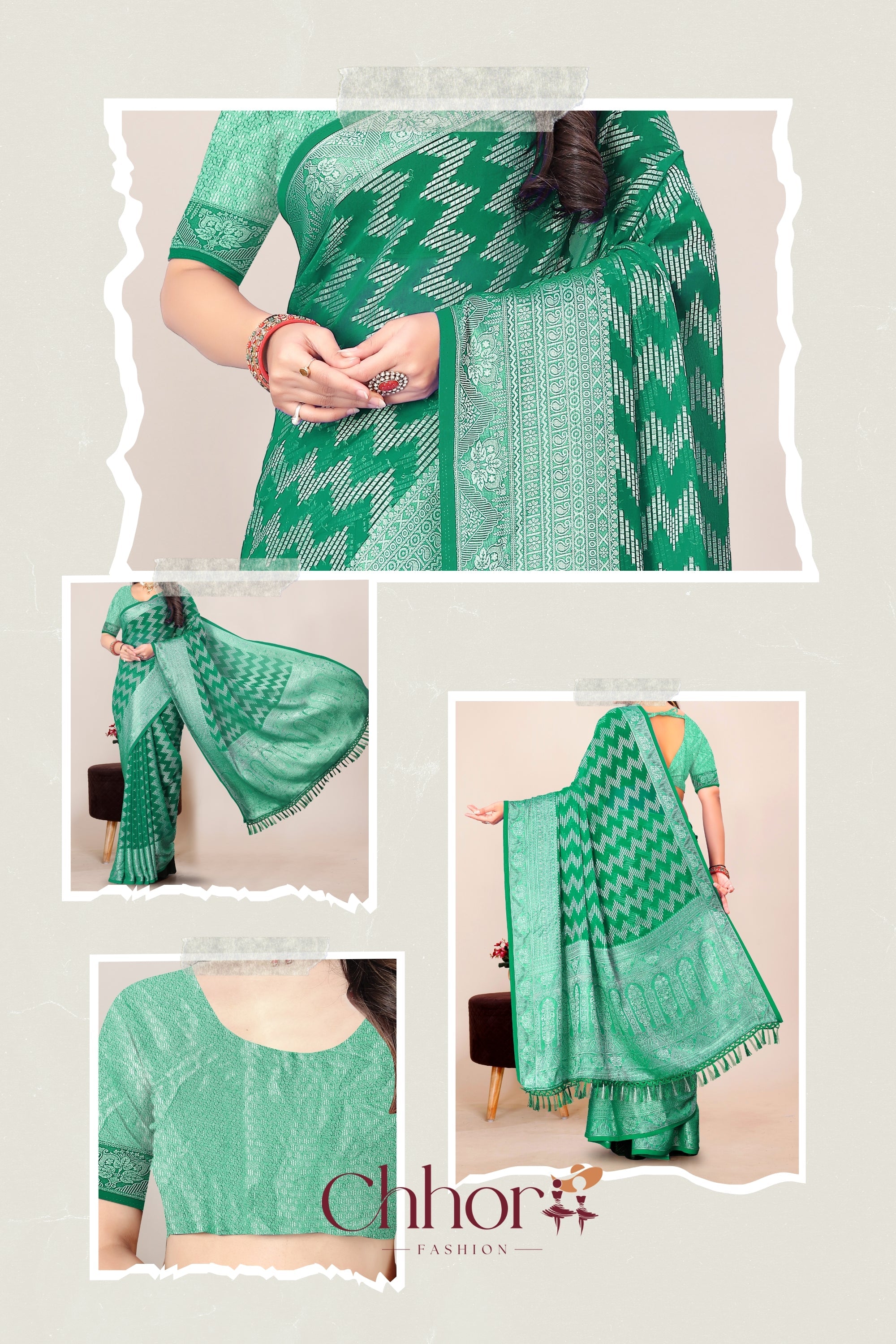 The Lahariya Green Saree: Softness Meets Sparkle!