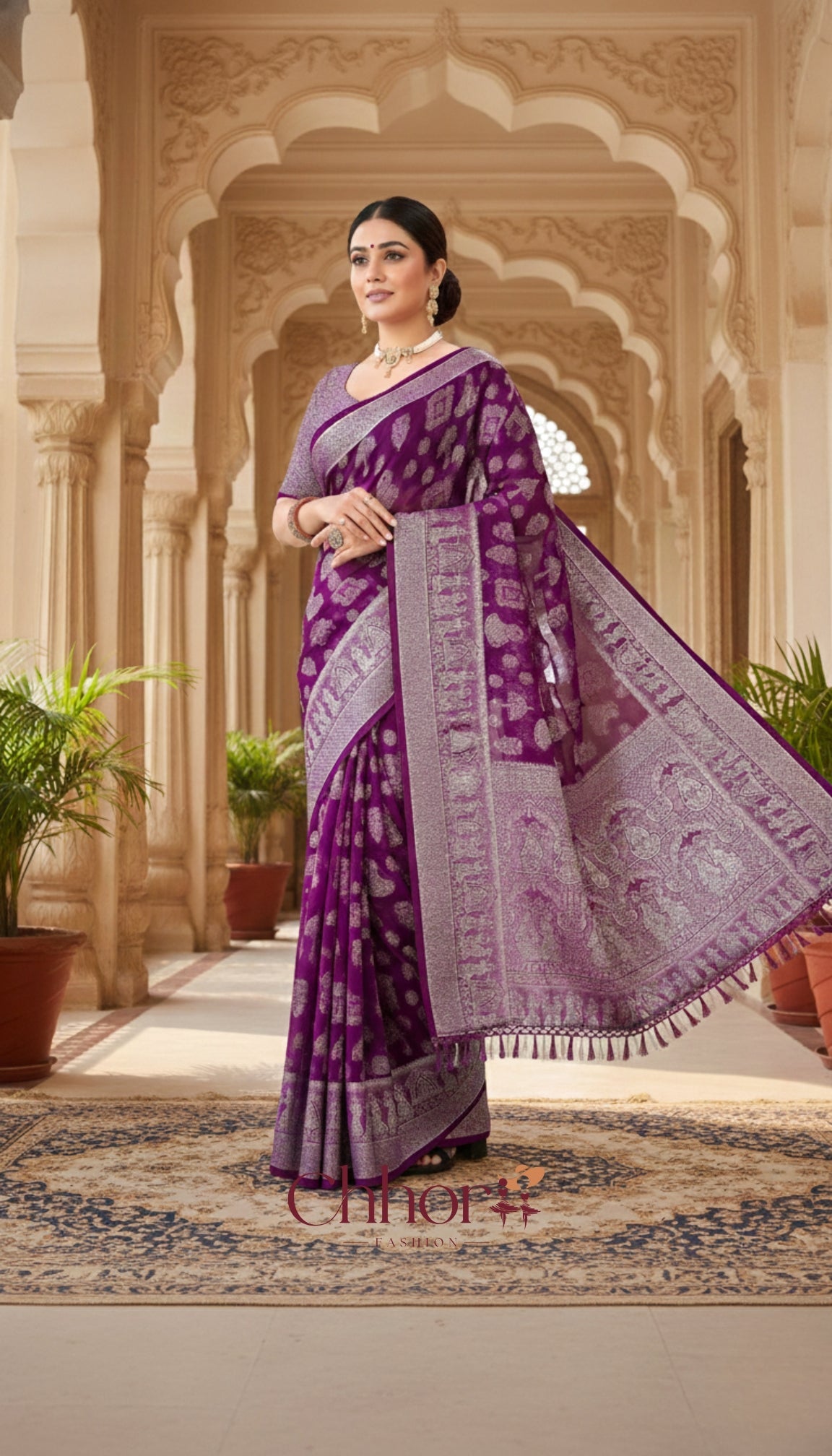 The Doli Fancy Saree: Majestic Purple for Party Wear