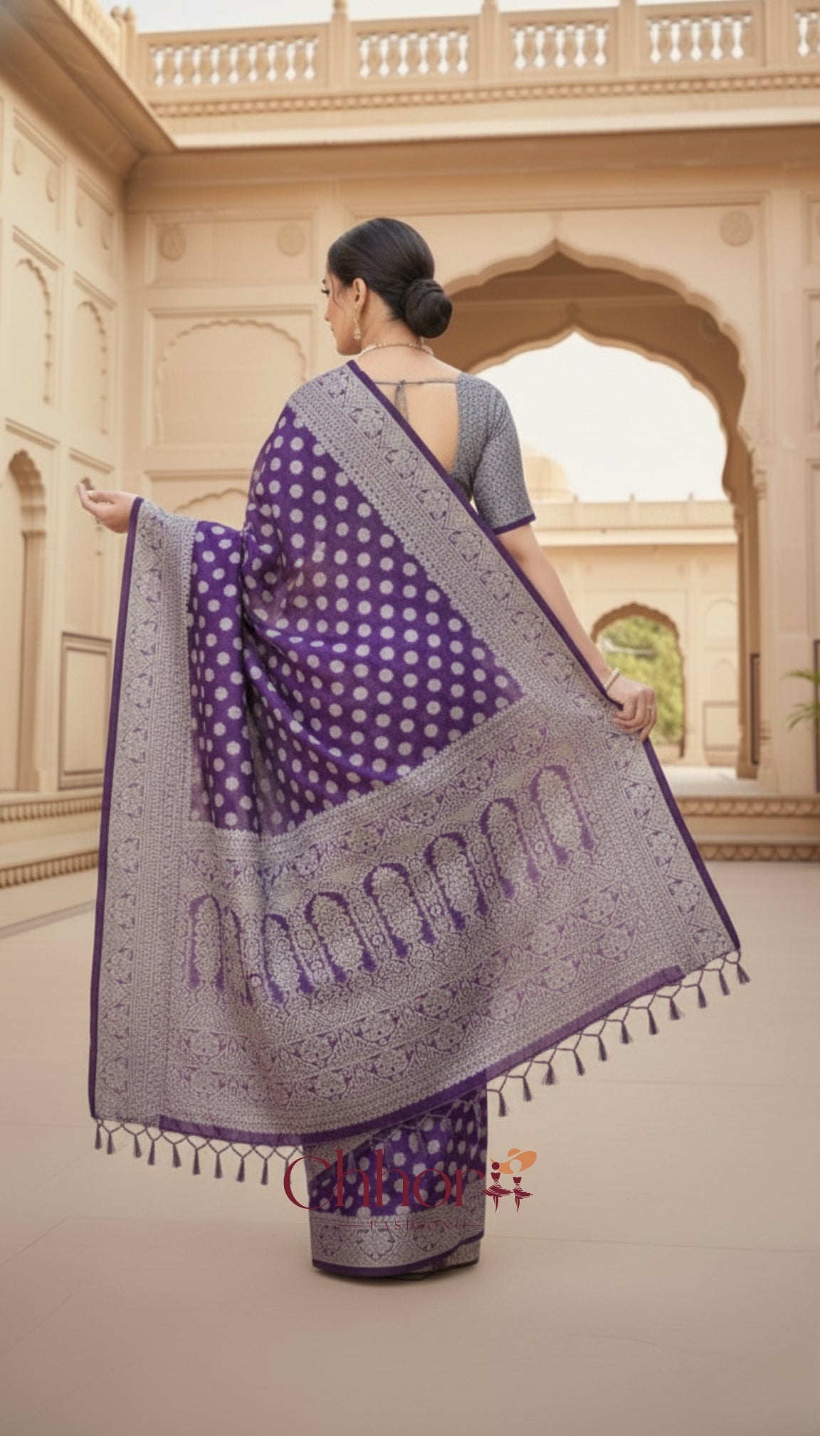 The Jamli Buti Saree: Regal Purple with Banarasi Charm