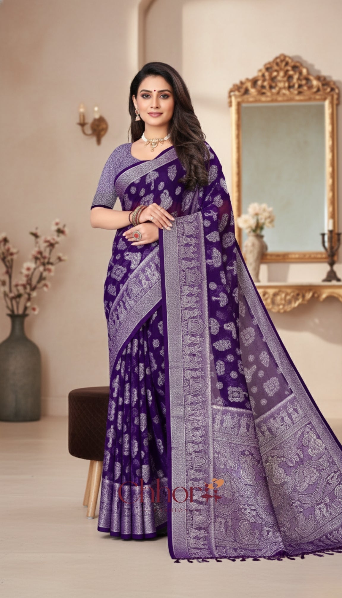 The Doli Fancy Saree: Luxurious Purple Party Wear