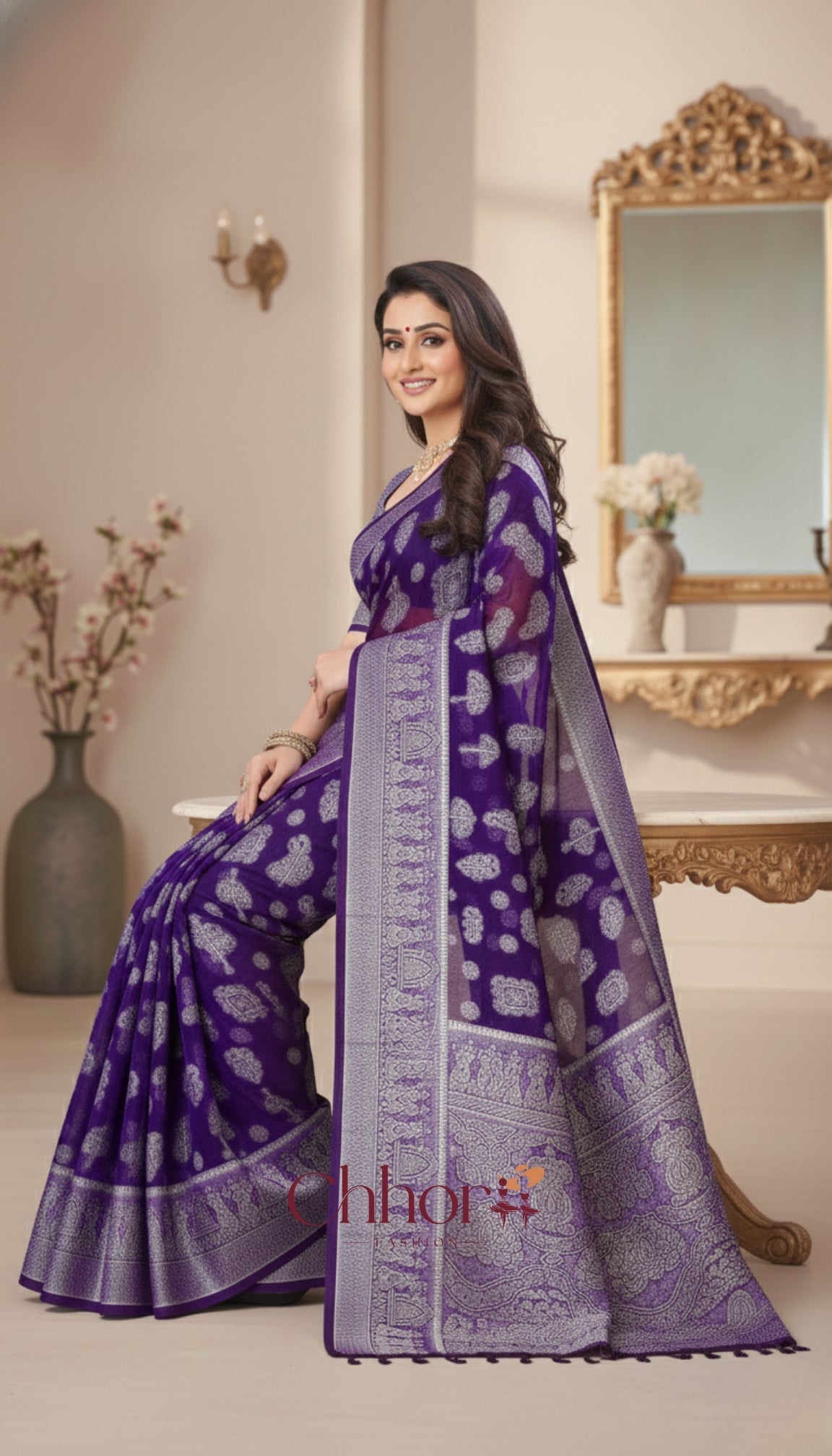 The Doli Fancy Saree: Luxurious Purple Party Wear