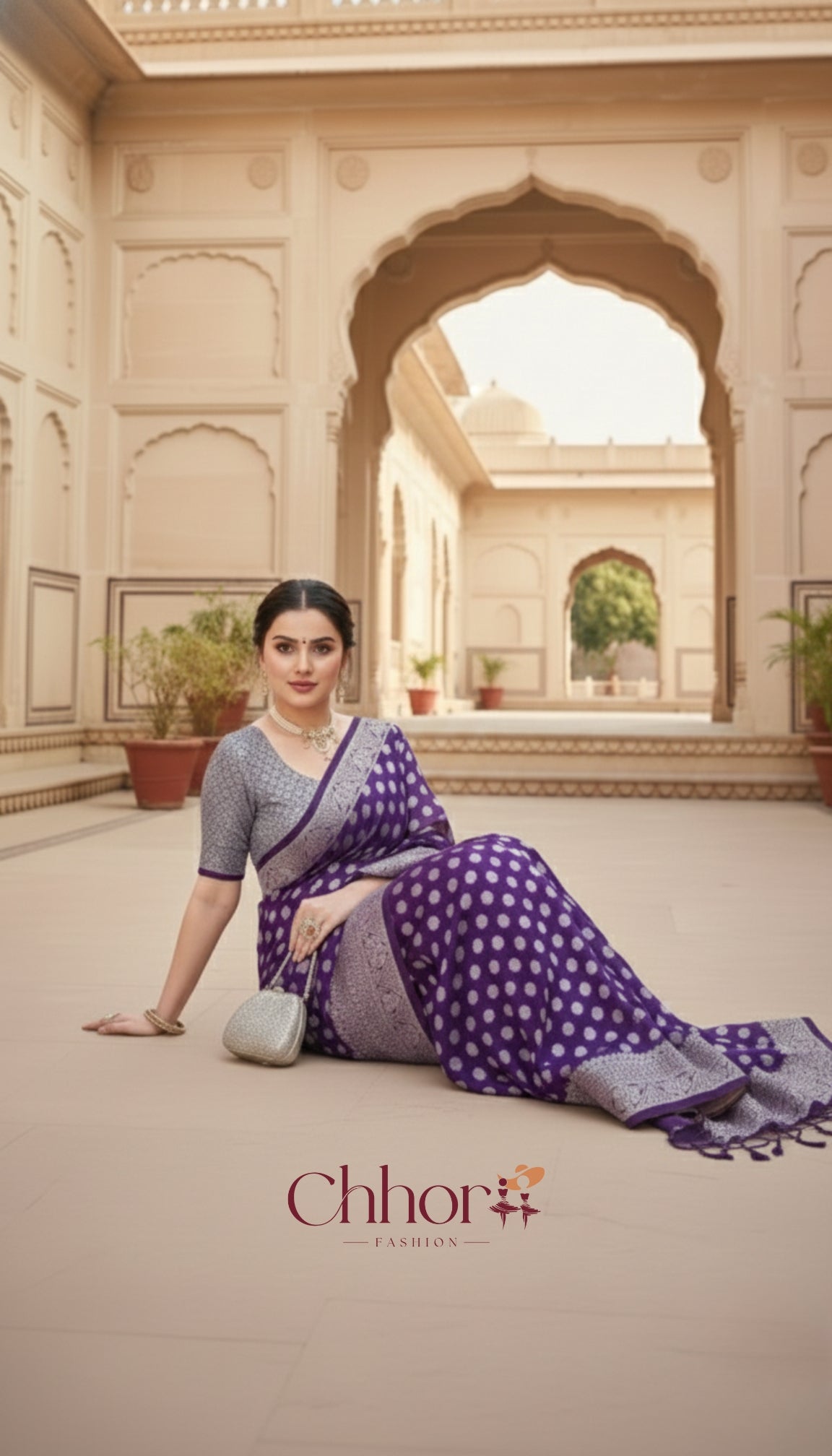 The Jamli Buti Saree: Regal Purple with Banarasi Charm