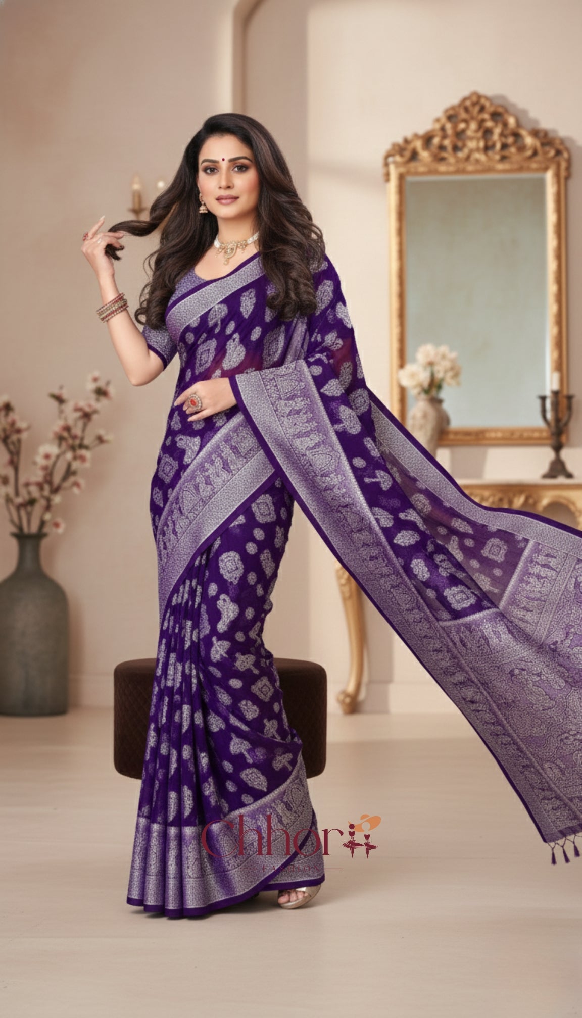 The Doli Fancy Saree: Luxurious Purple Party Wear