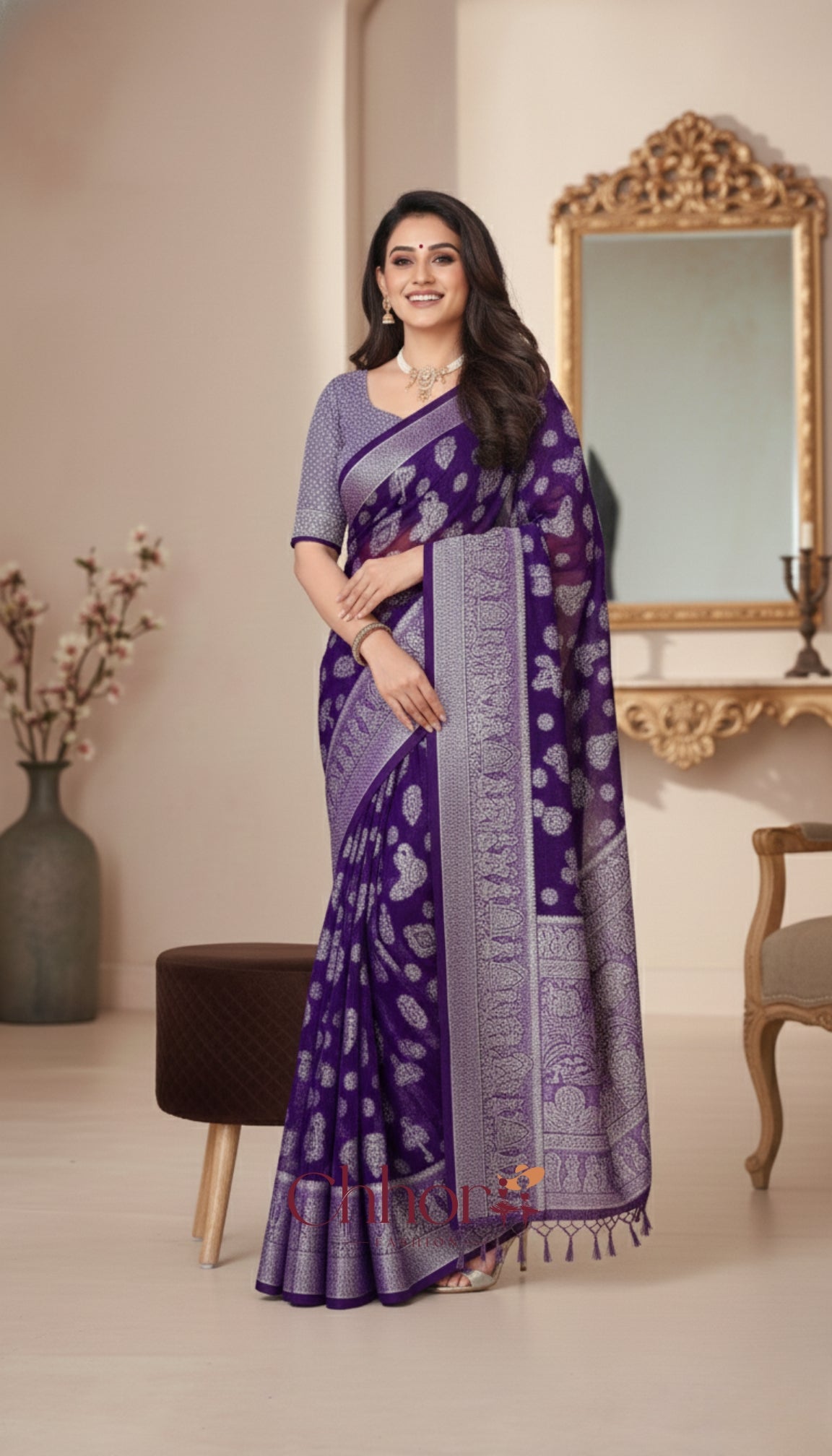 The Doli Fancy Saree: Luxurious Purple Party Wear