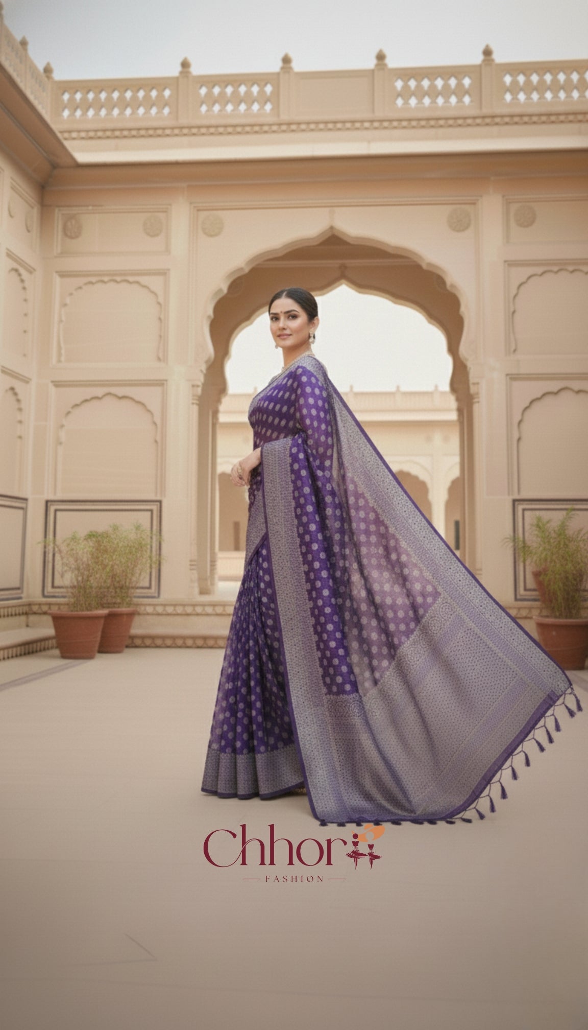 The Jamli Buti Saree: Regal Purple with Banarasi Charm