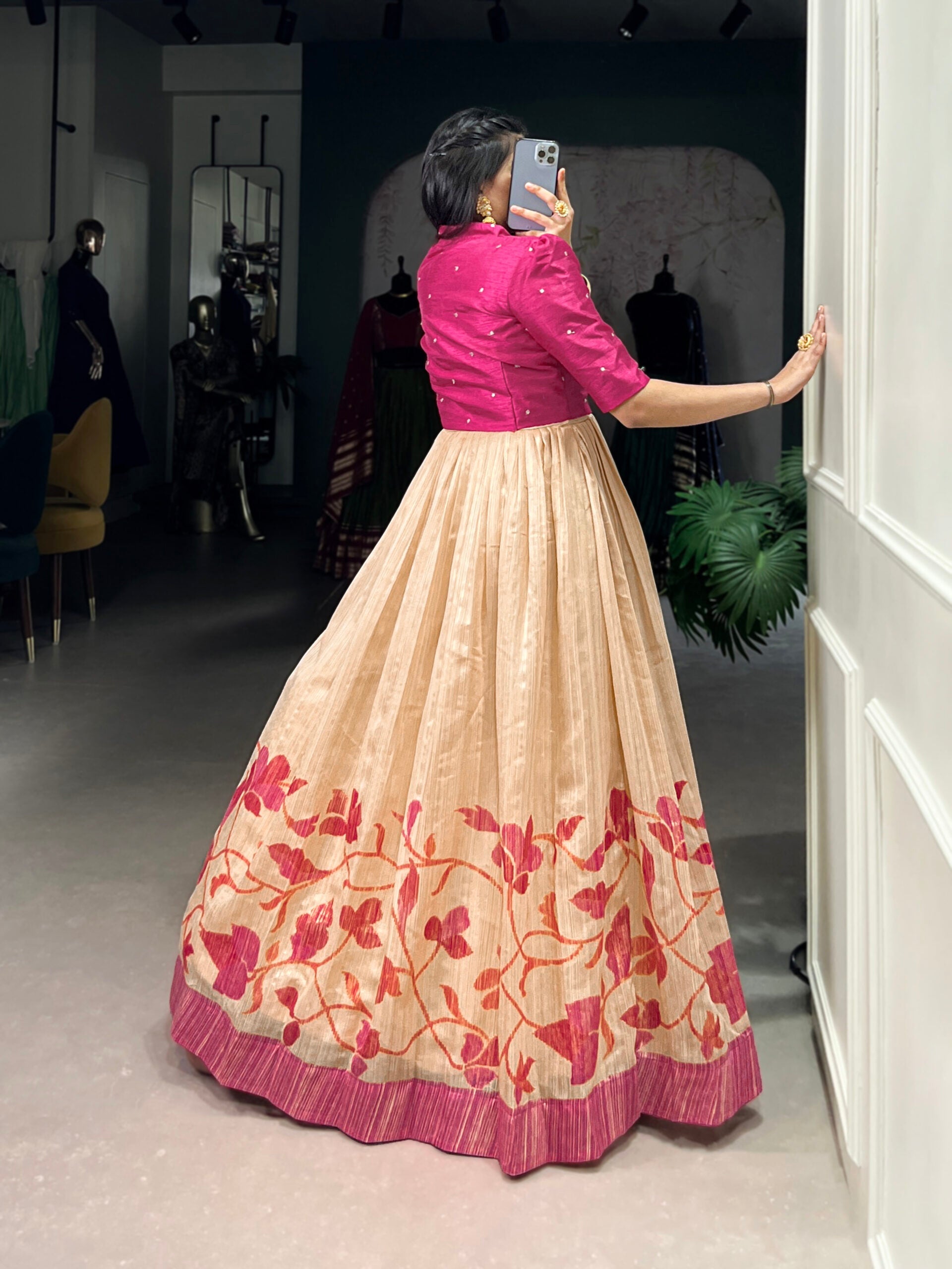 Silk Gown with Embroidered Jacket