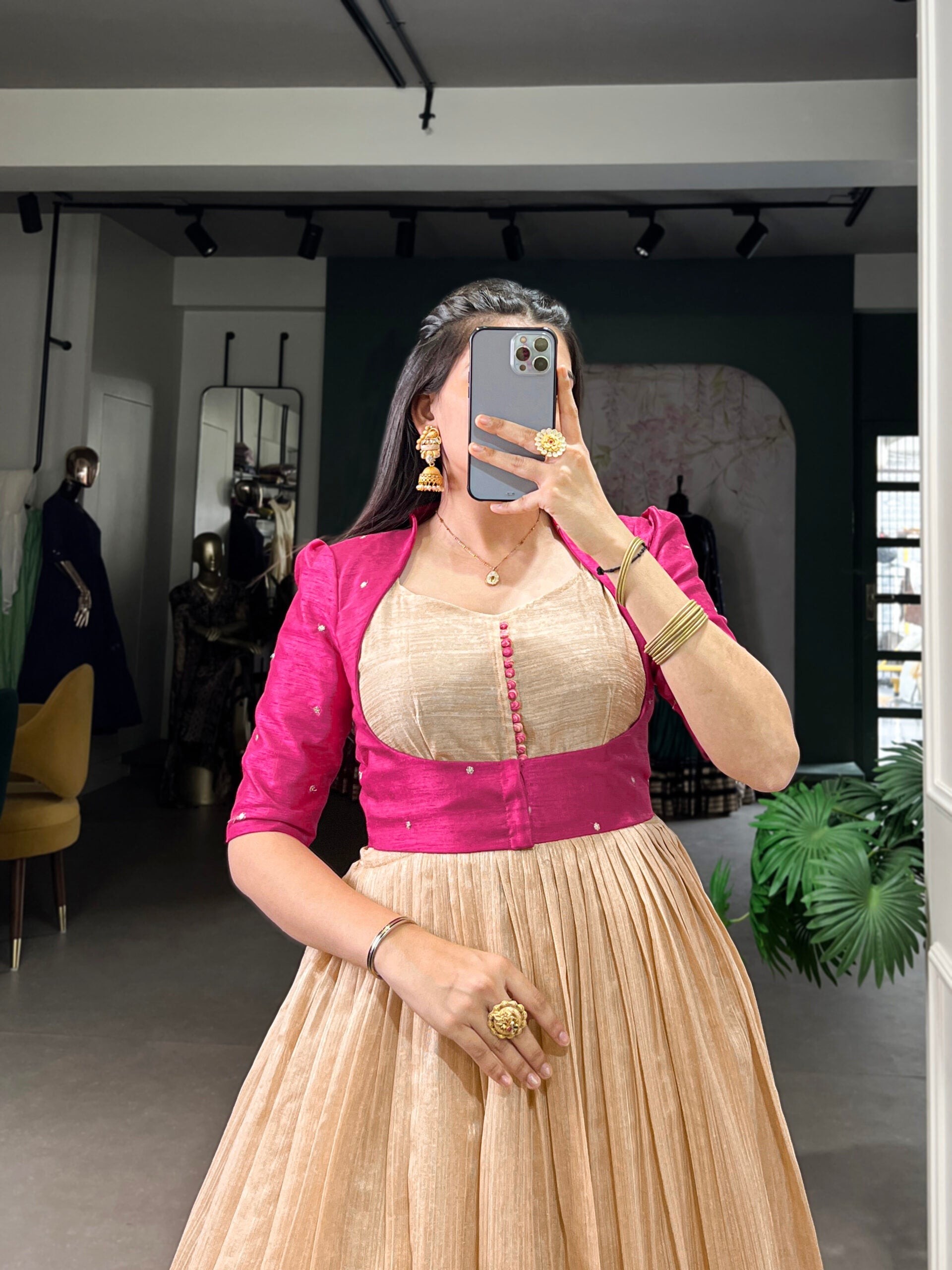 Silk Gown with Embroidered Jacket