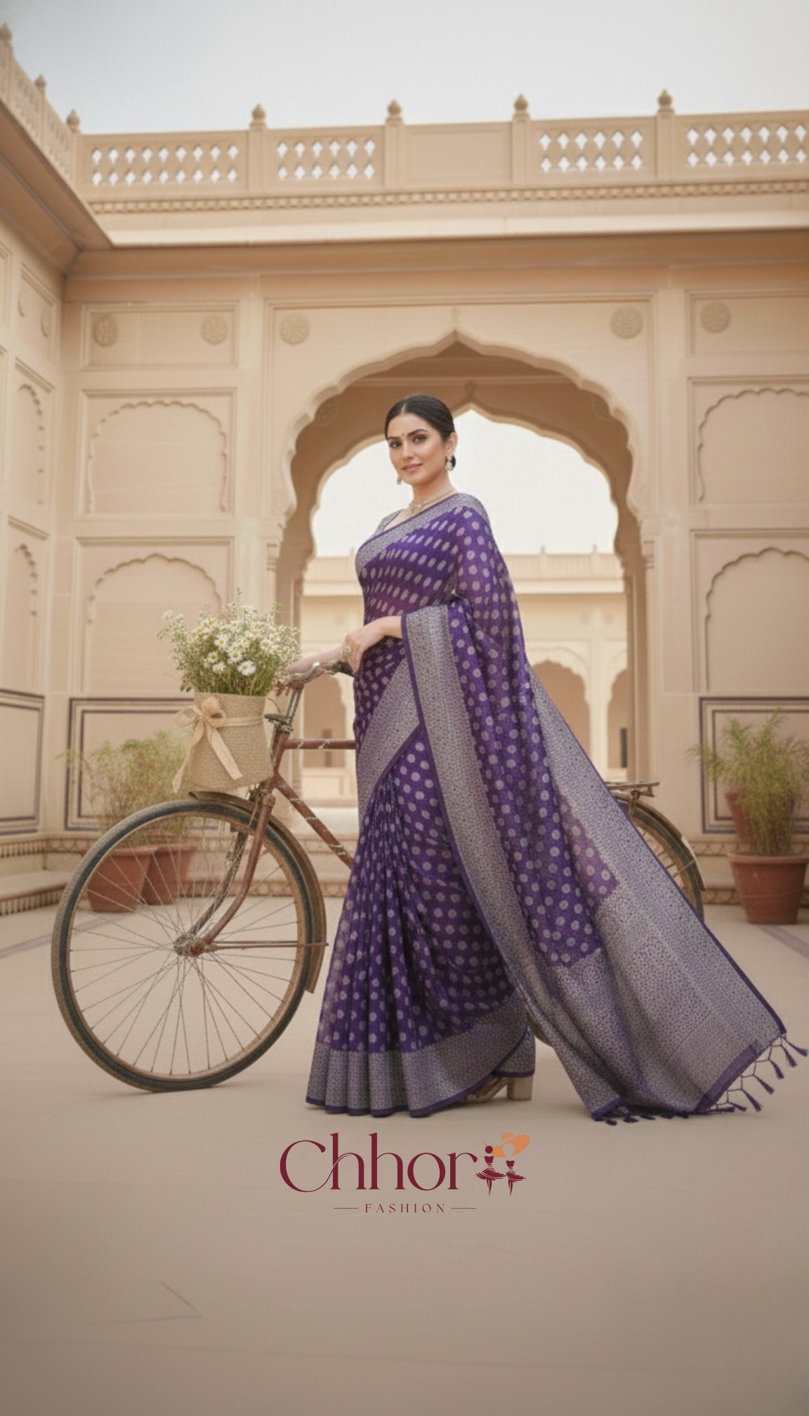 The Jamli Buti Saree: Regal Purple with Banarasi Charm