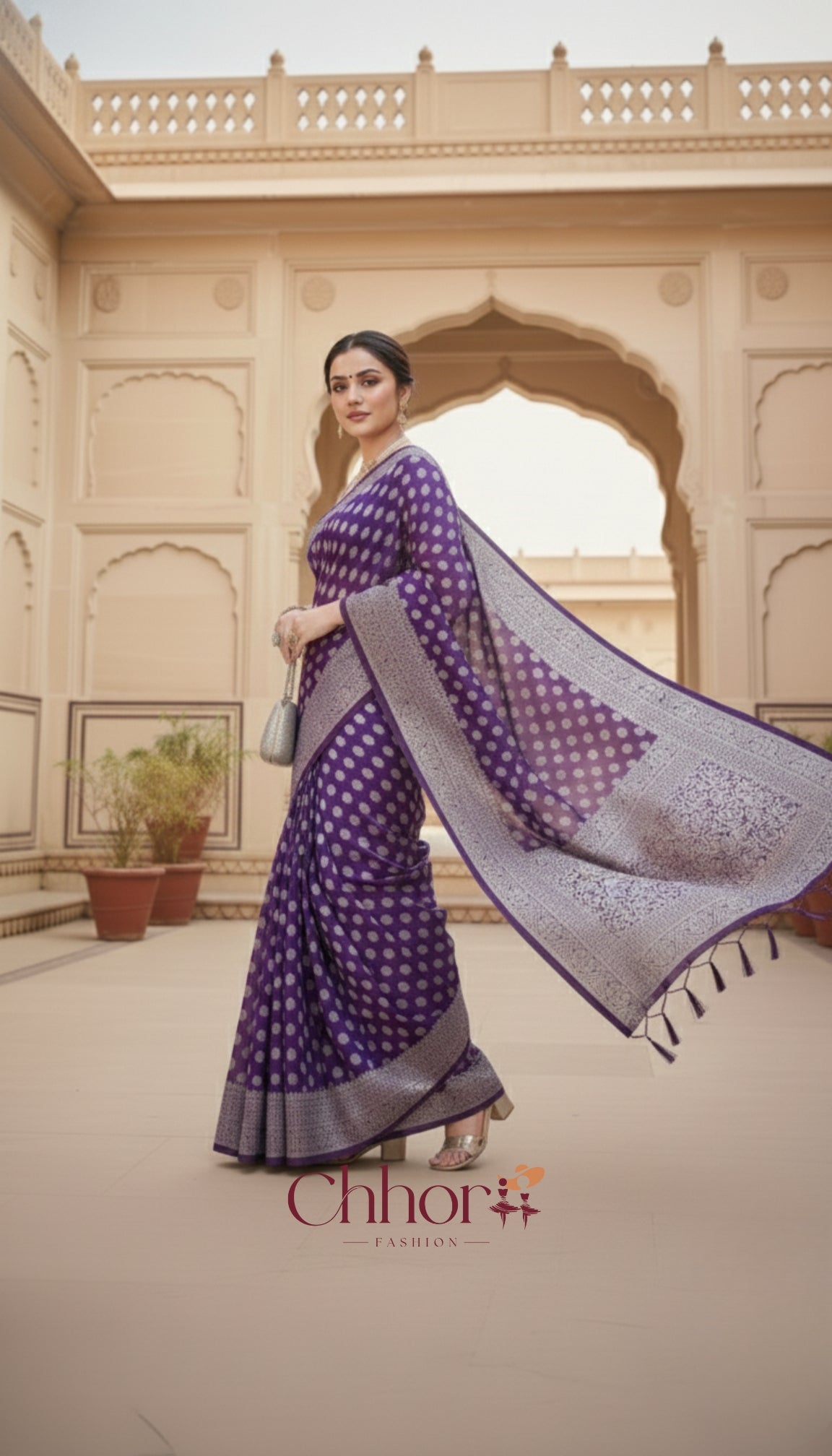 The Jamli Buti Saree: Regal Purple with Banarasi Charm