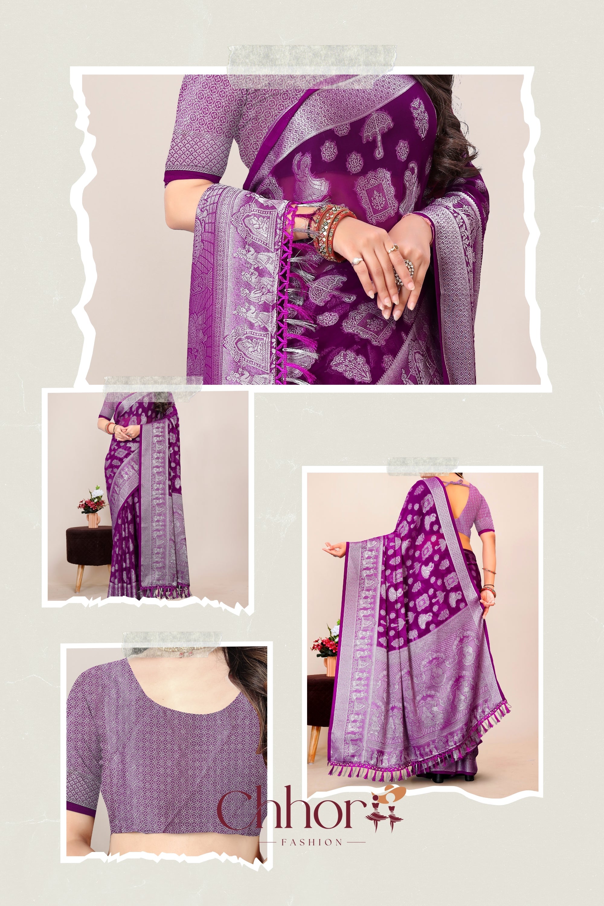 The Doli Fancy Saree: Majestic Purple for Party Wear