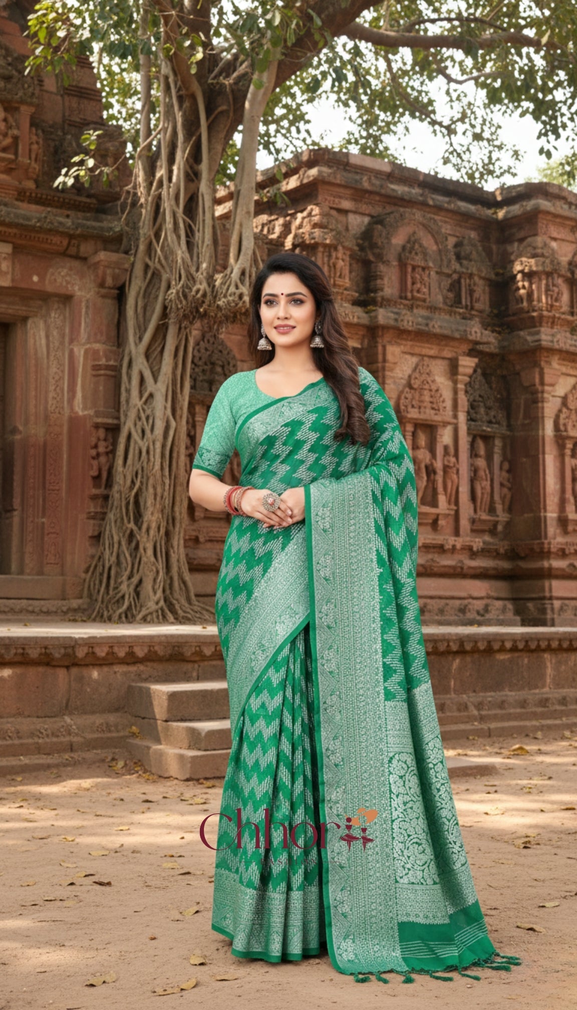 The Lahariya Green Saree: Softness Meets Sparkle!