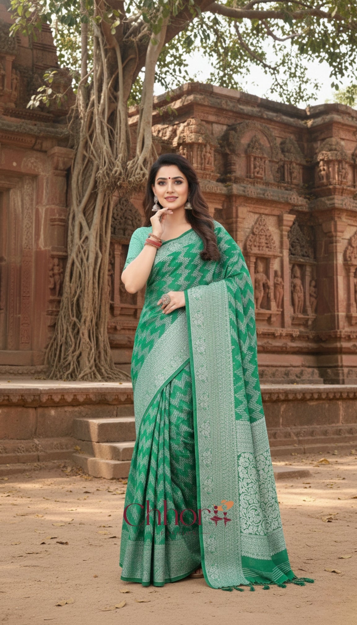 The Lahariya Green Saree: Softness Meets Sparkle!