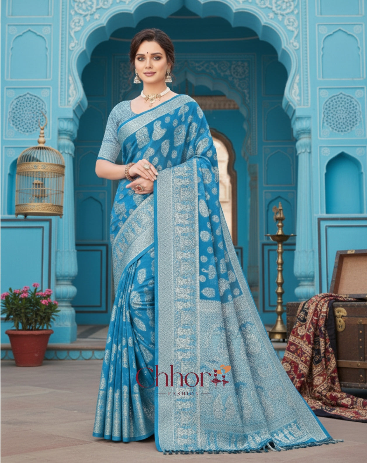 Fox Georgette doli sajan agua blue soft saree | chhorii fashion