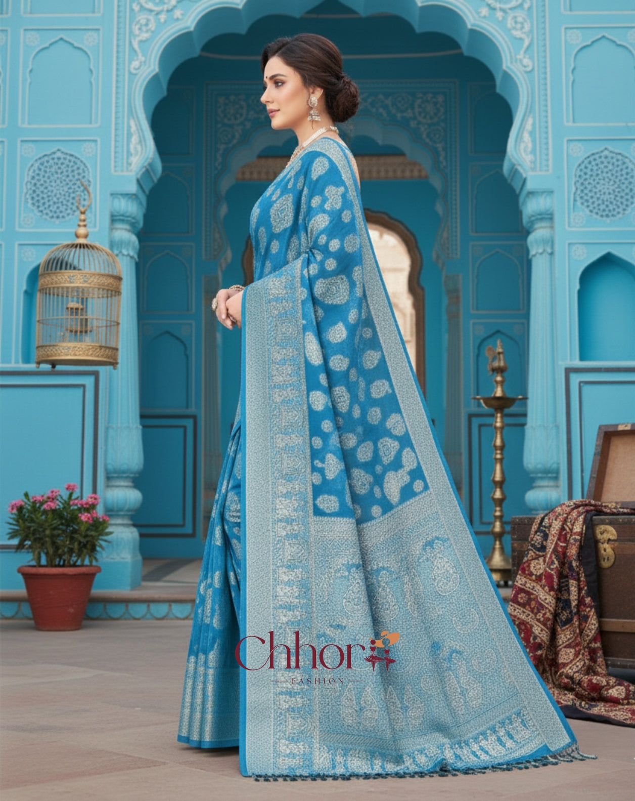 Fox Georgette doli sajan agua blue soft saree | chhorii fashion