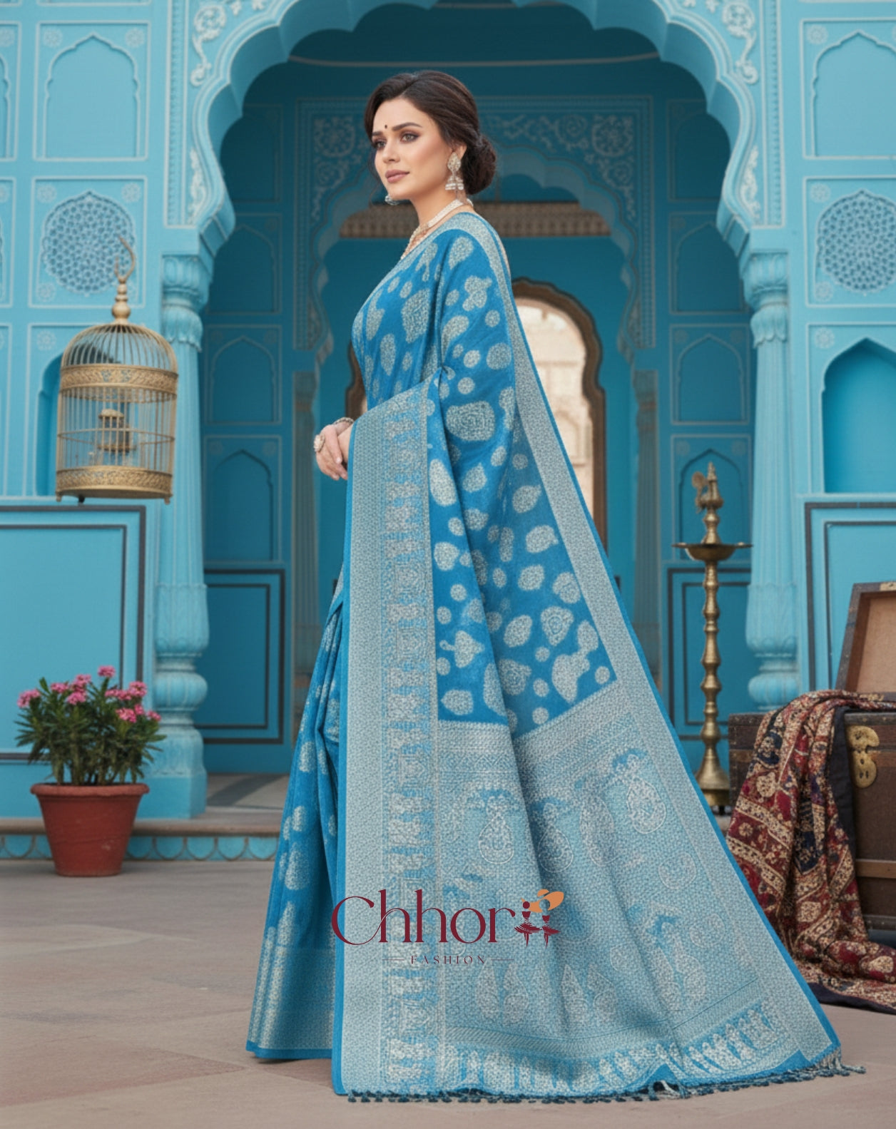 Fox Georgette doli sajan agua blue soft saree | chhorii fashion