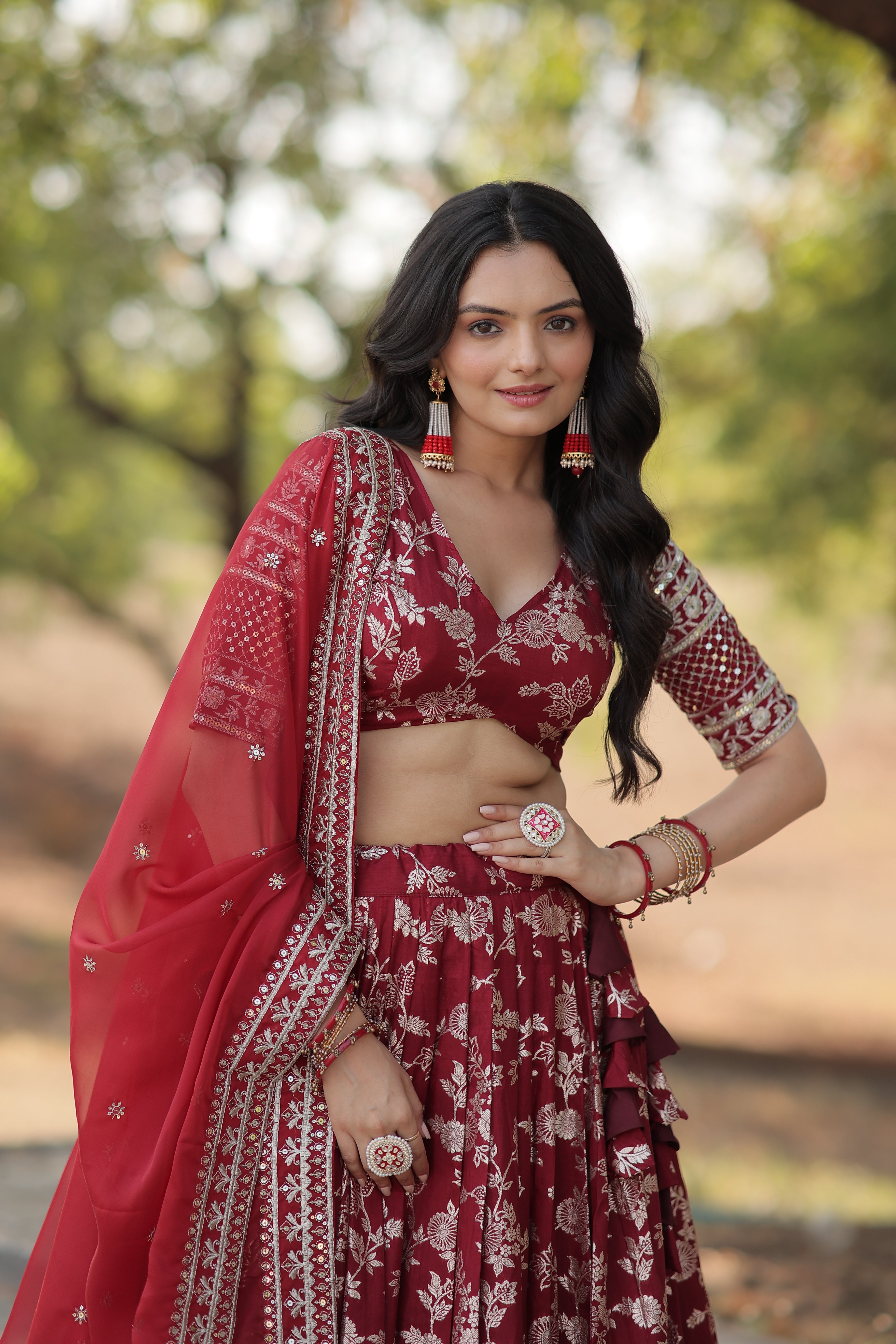 Glamorix Jacquard Lehenga Choli