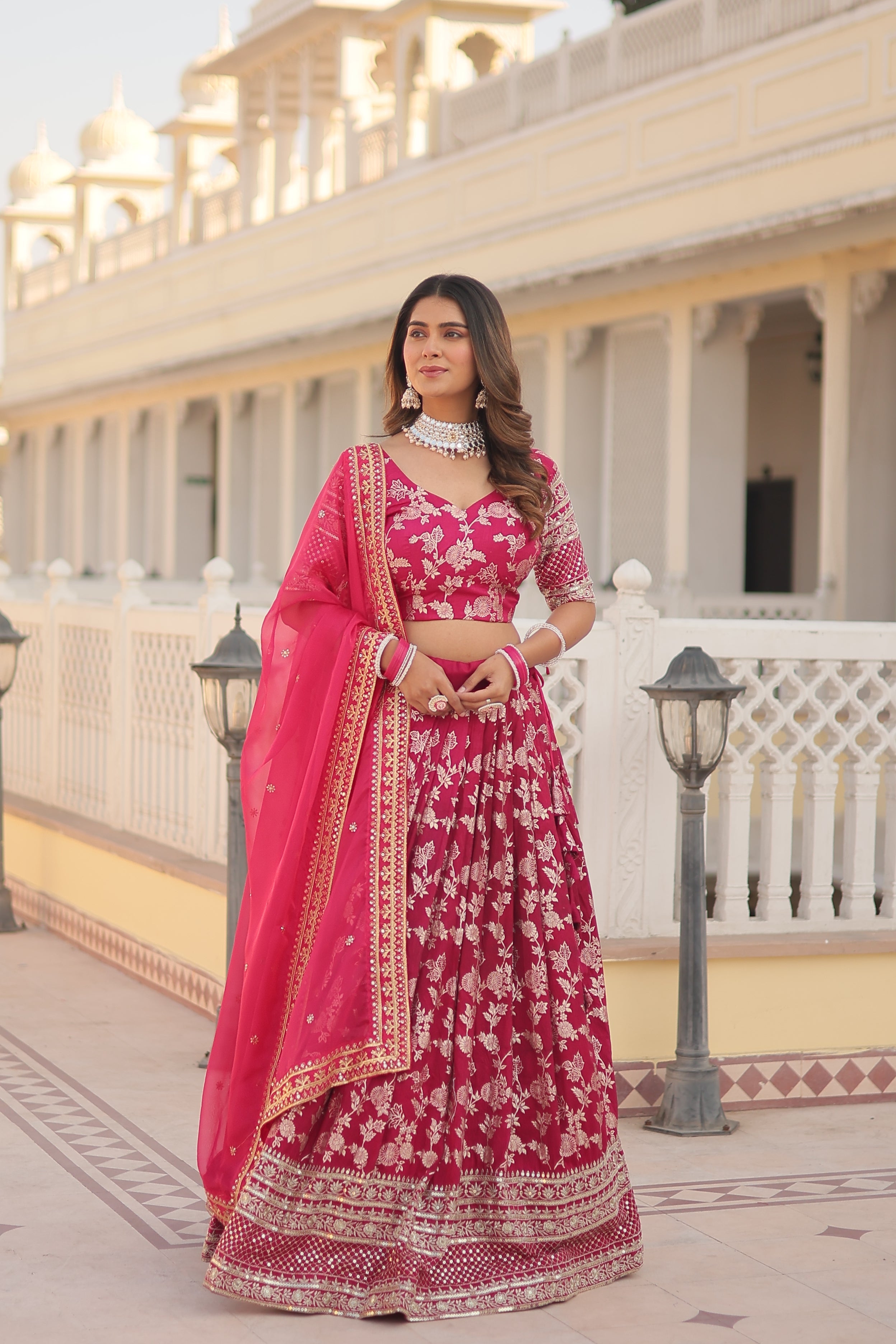 Glamorix Jacquard Lehenga Choli