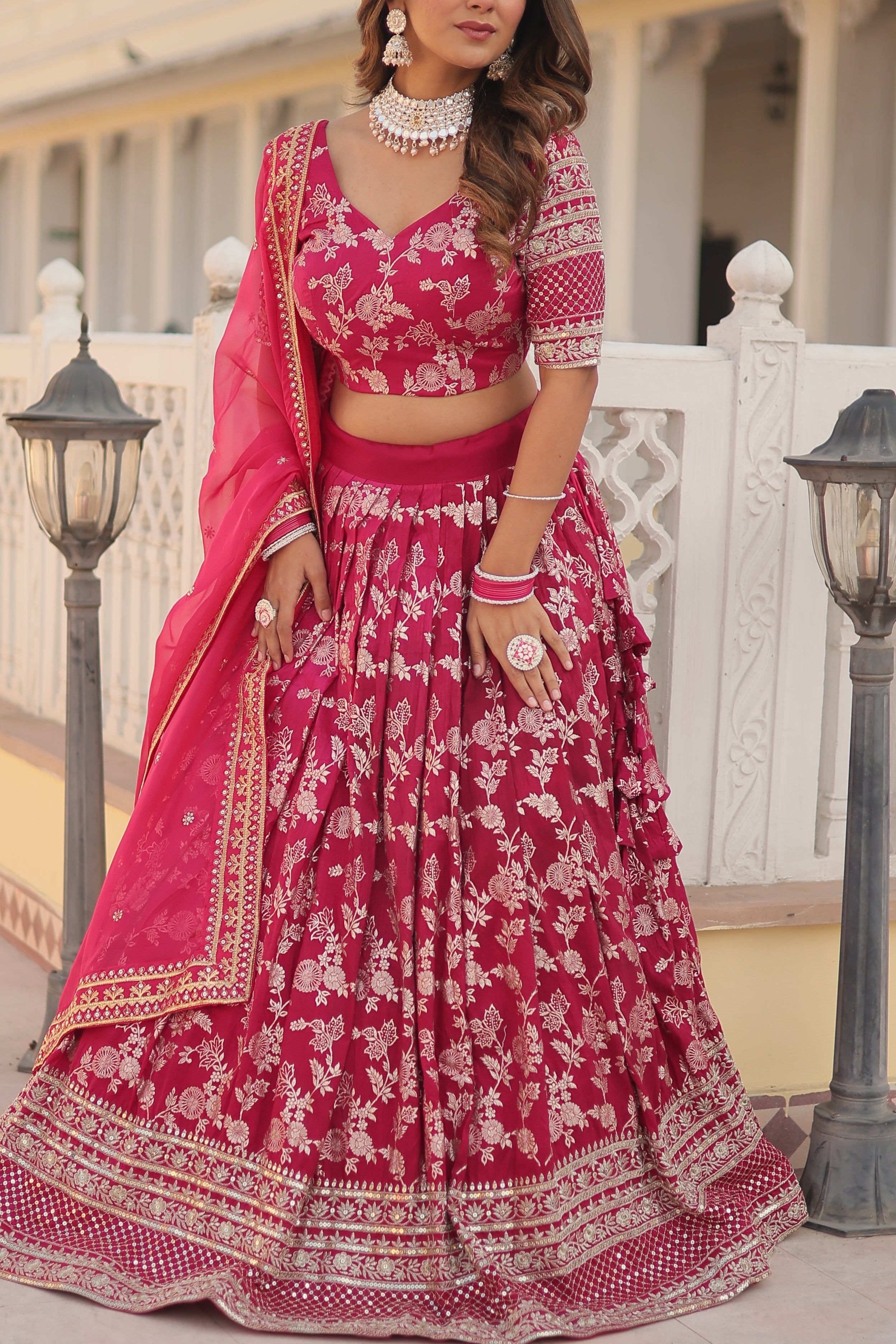 Glamorix Jacquard Lehenga Choli