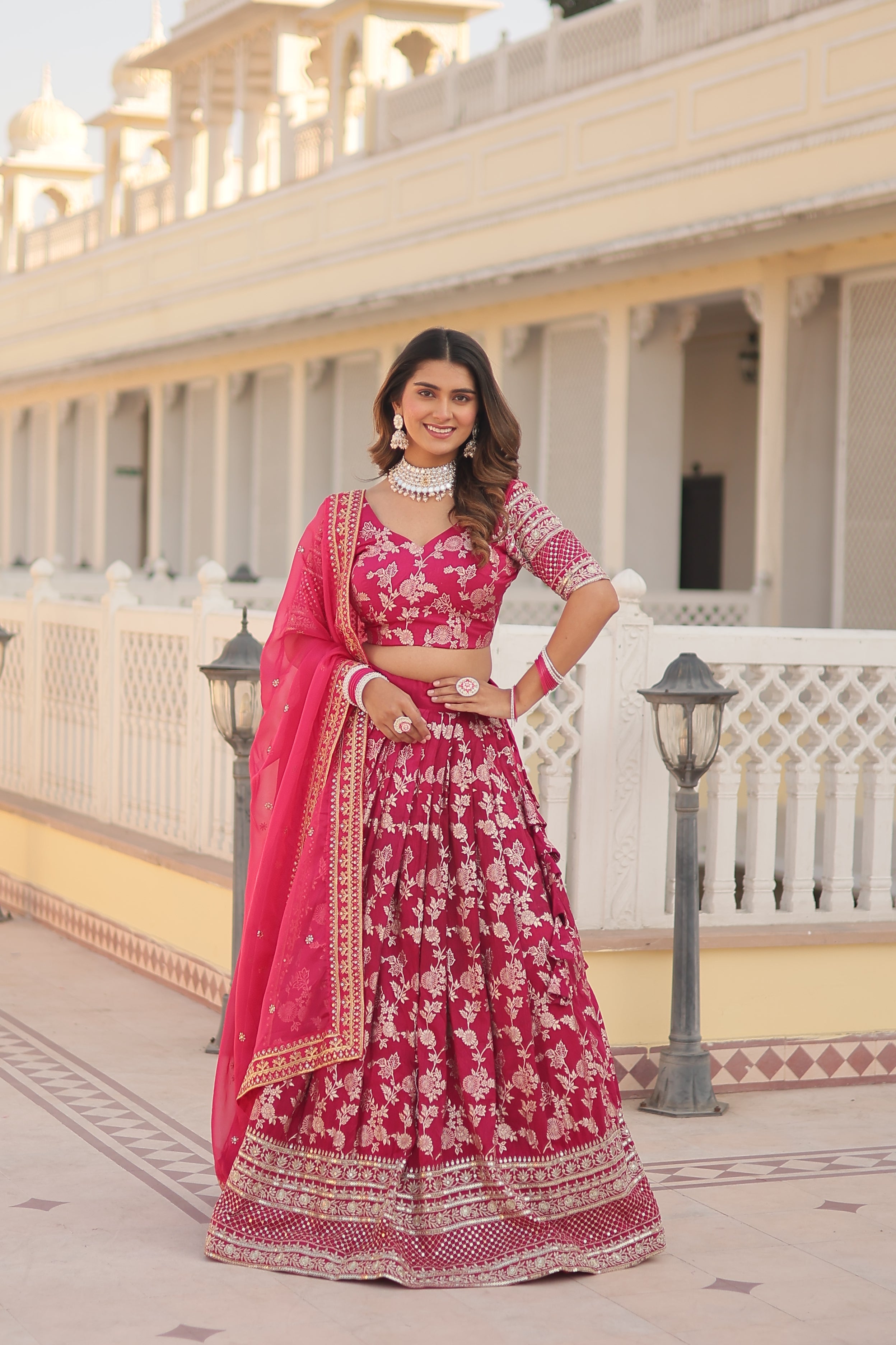 Glamorix Jacquard Lehenga Choli