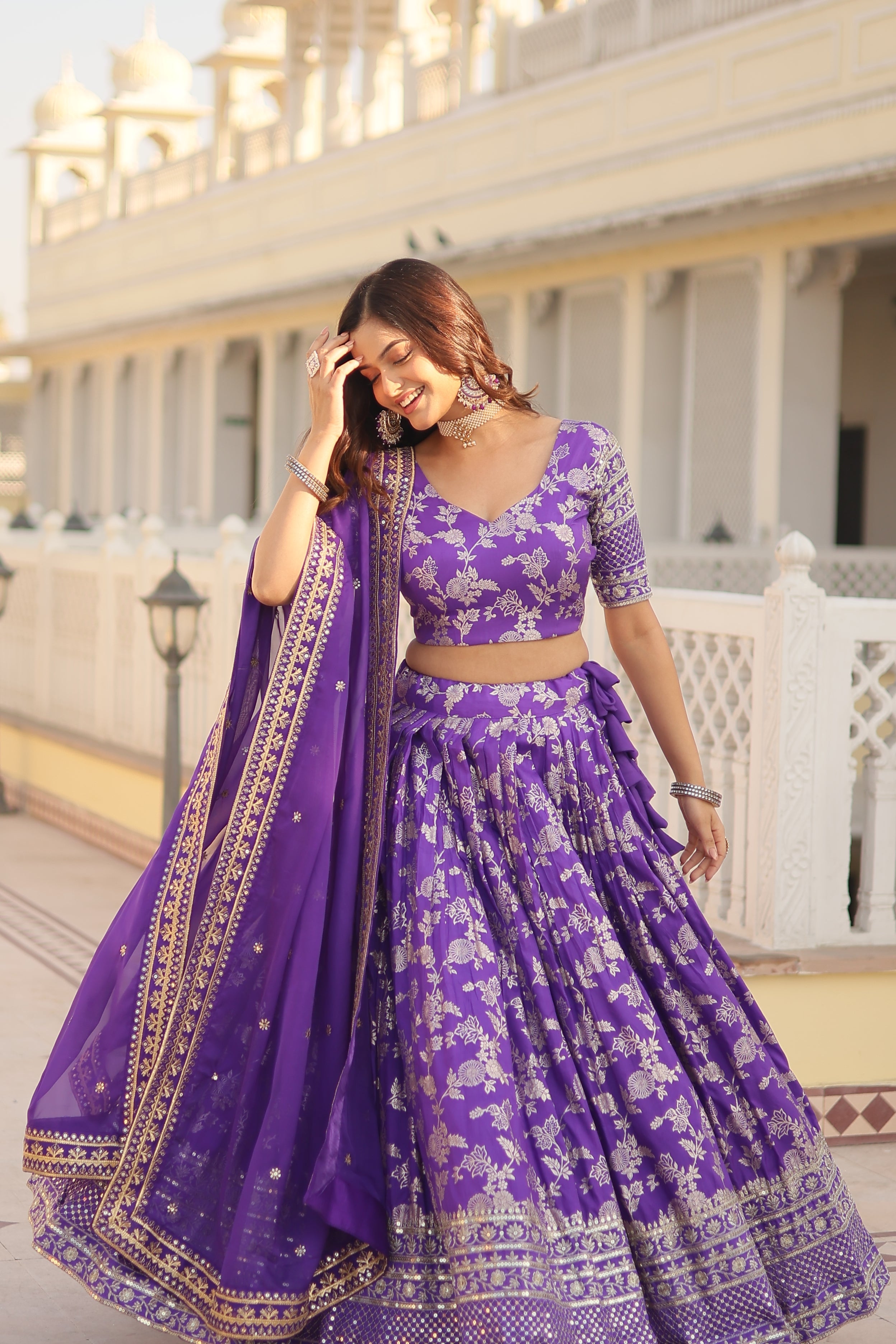 Glamorix Jacquard Lehenga Choli