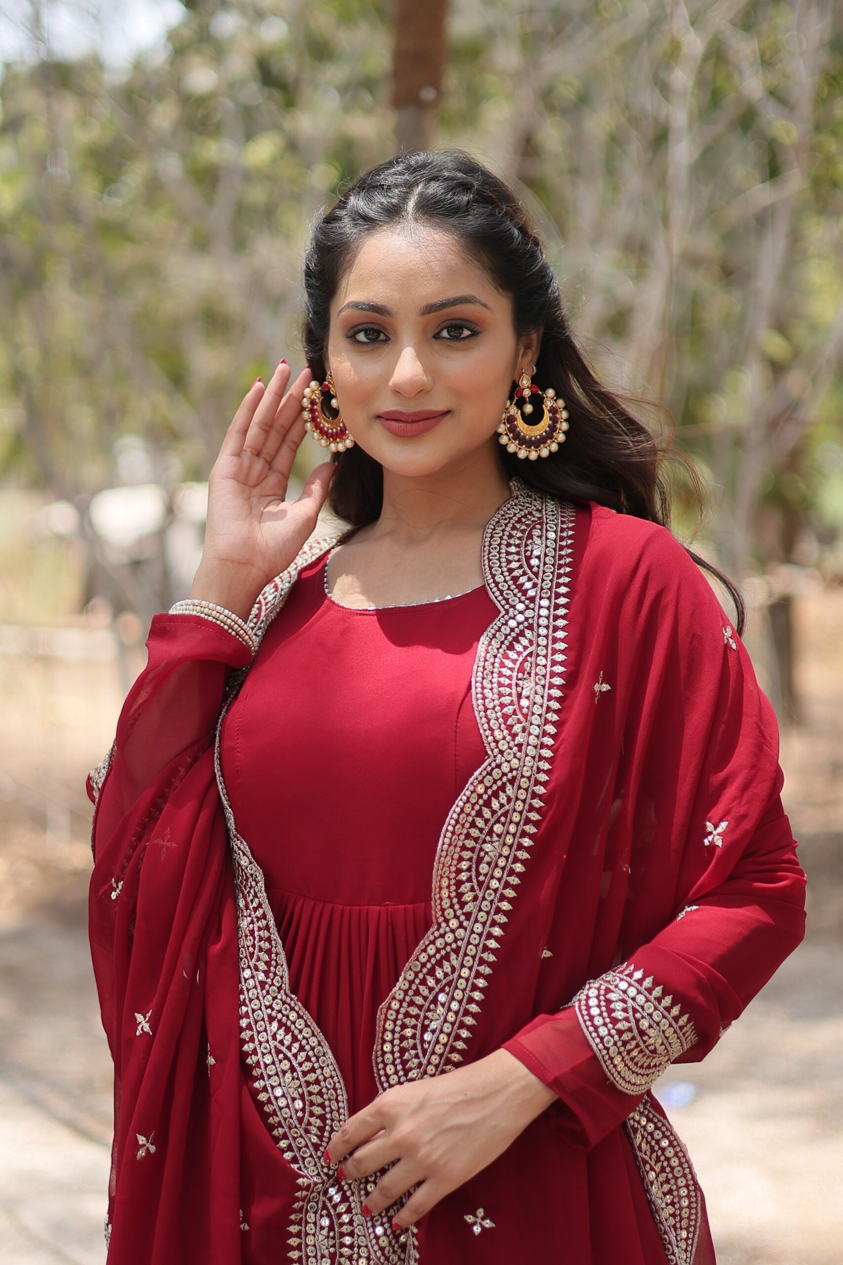 Designer Frill Gown with Dupatta