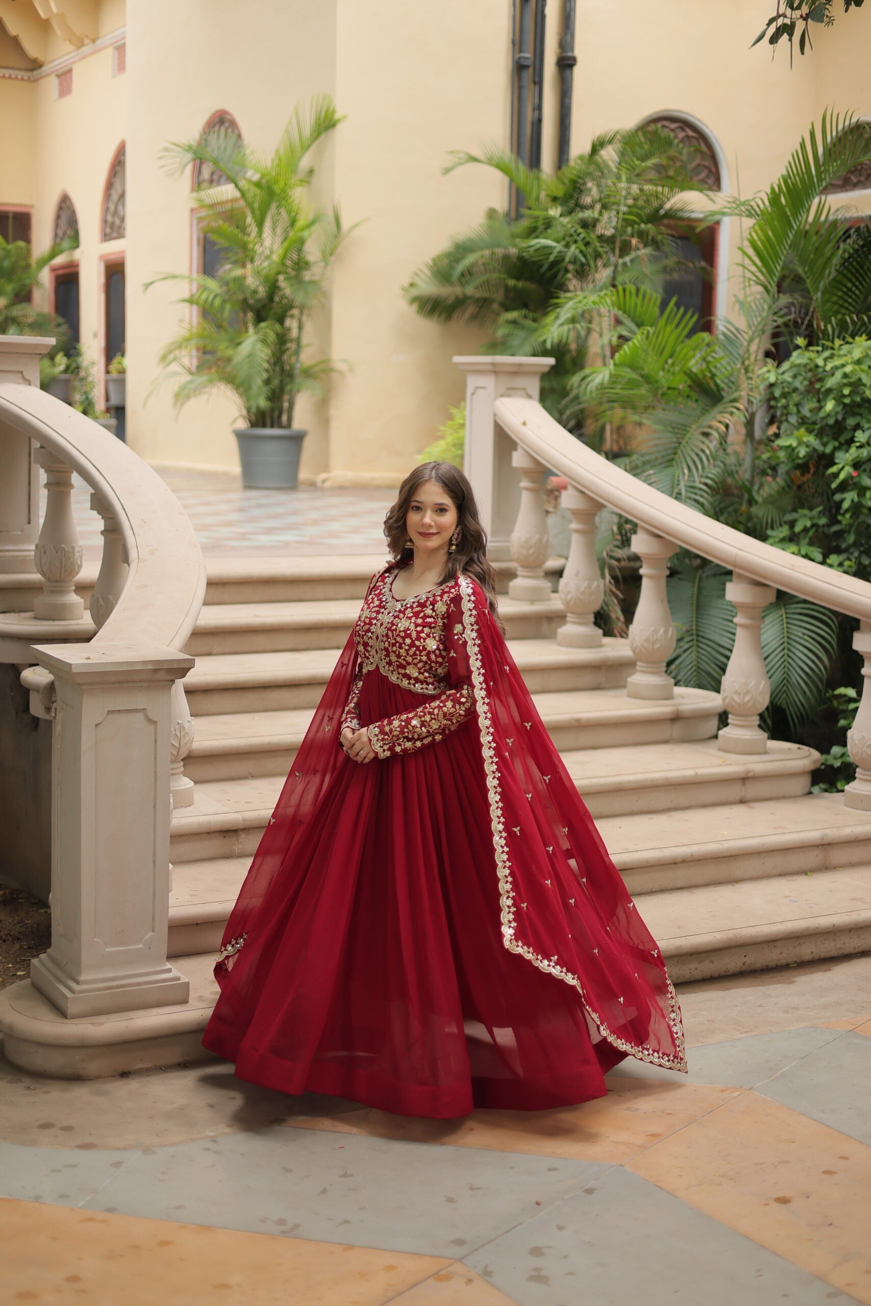 Faux Blooming Gown with Dupatta