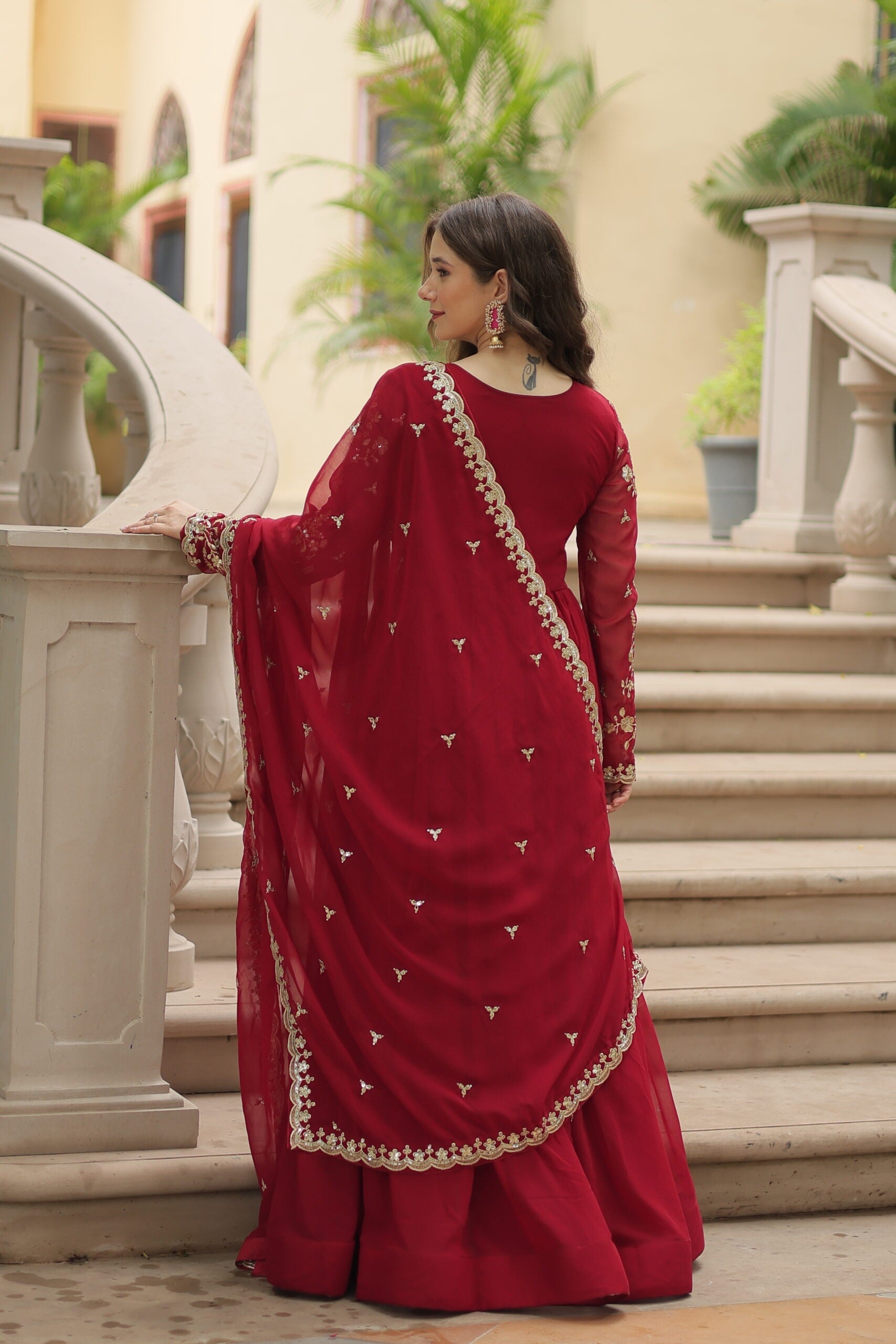 Faux Blooming Gown with Dupatta