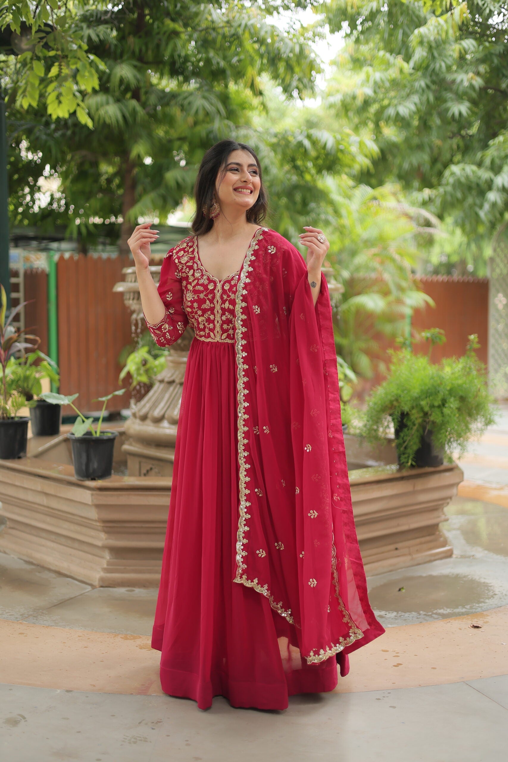 Unnati Sequins Embroidered Gown with Dupatta