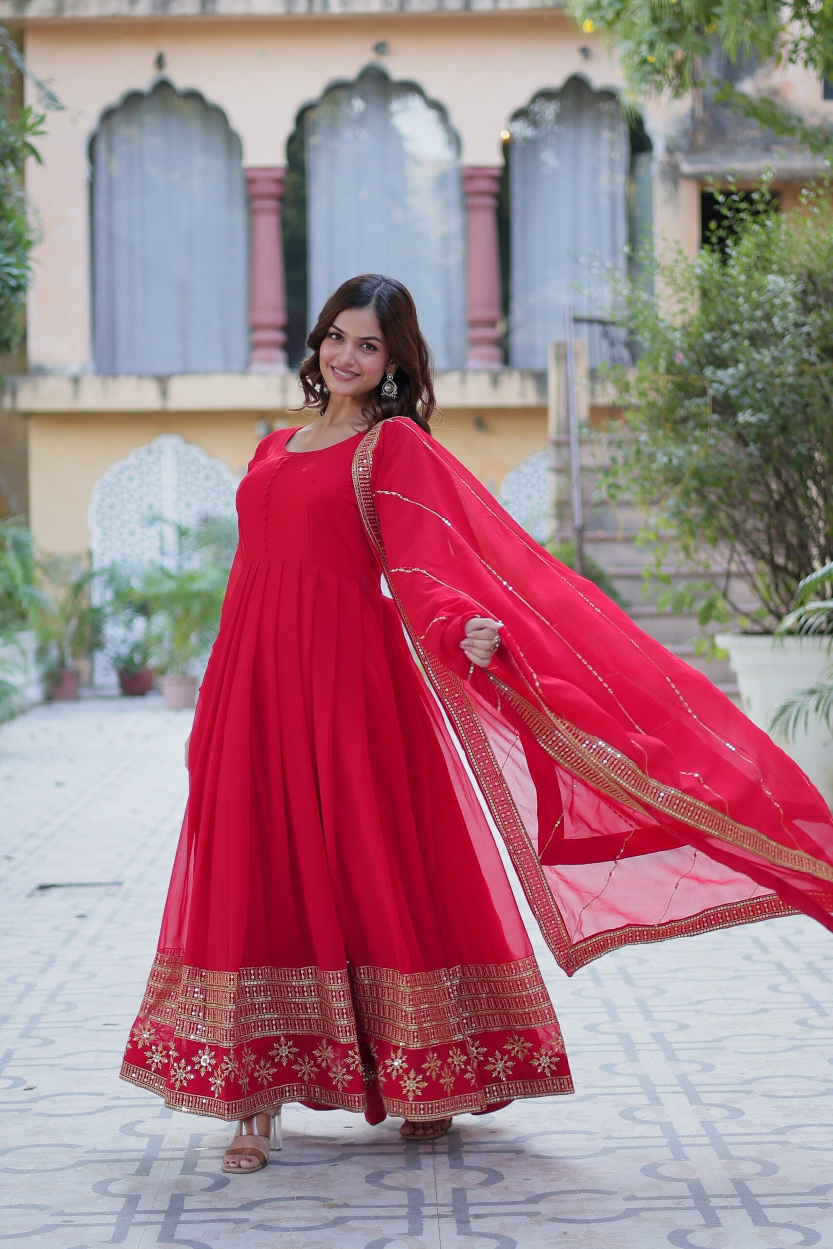 Faux Blooming Gown with Dupatta