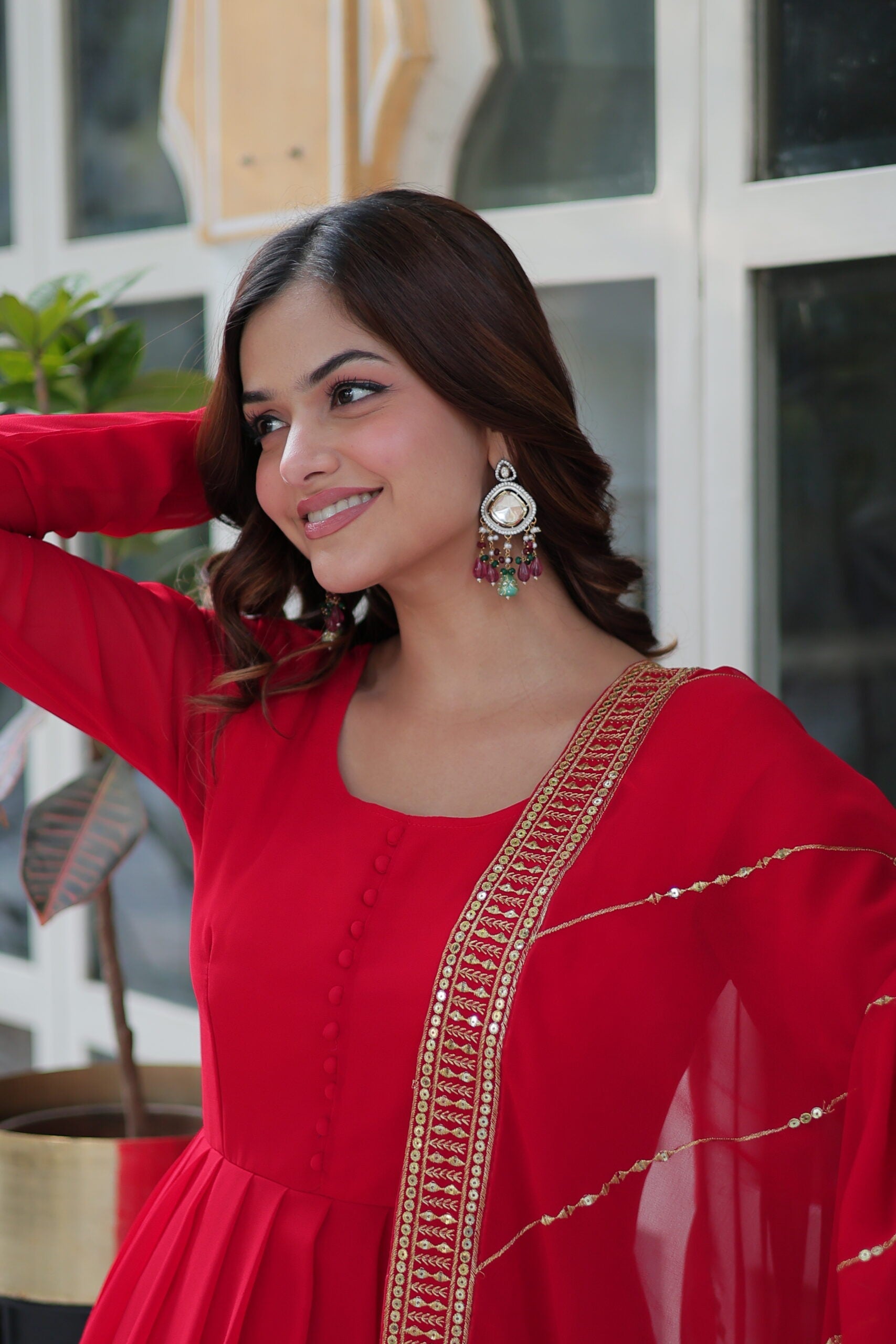 Faux Blooming Gown with Dupatta