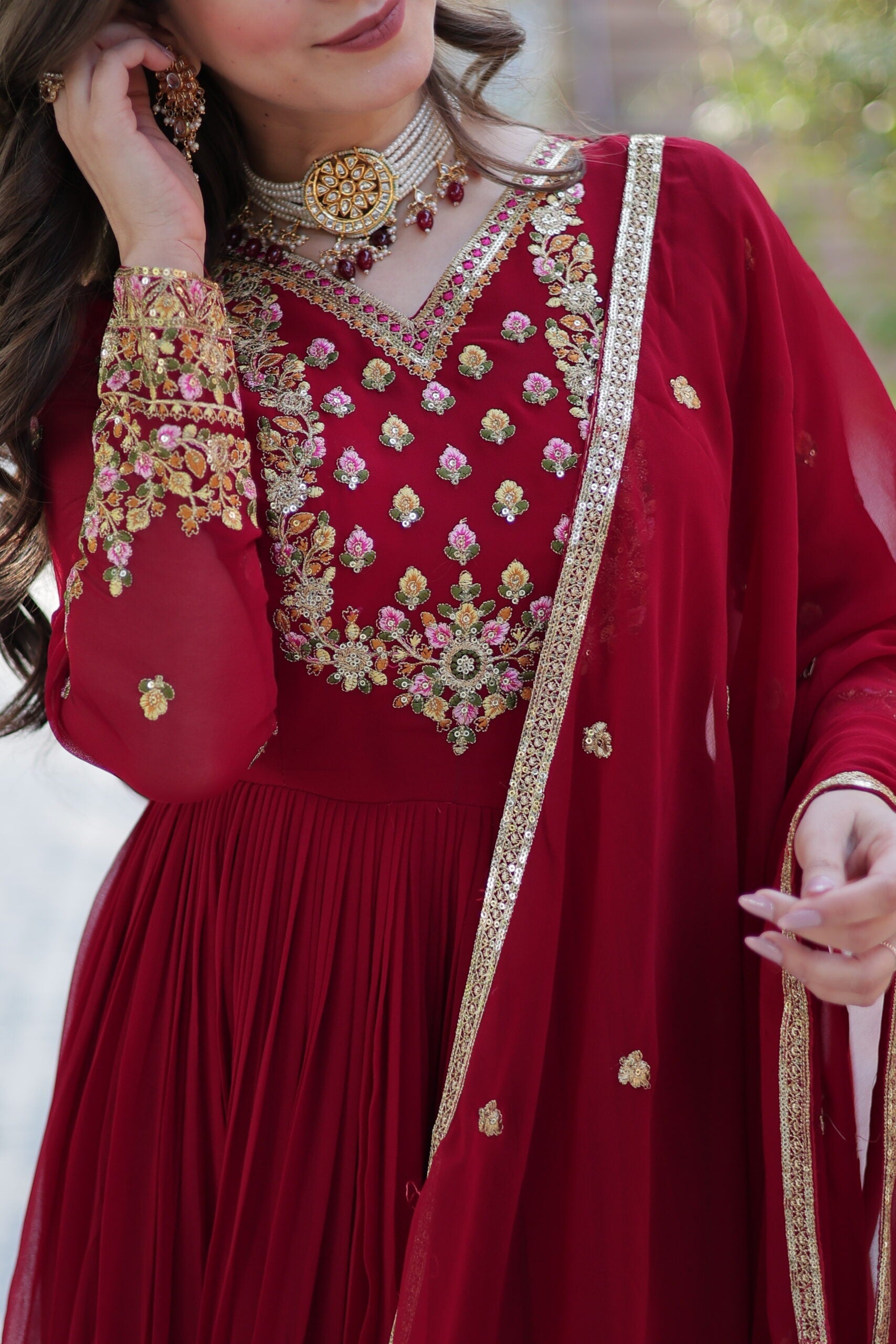 Faux Blooming Gown with Dupatta