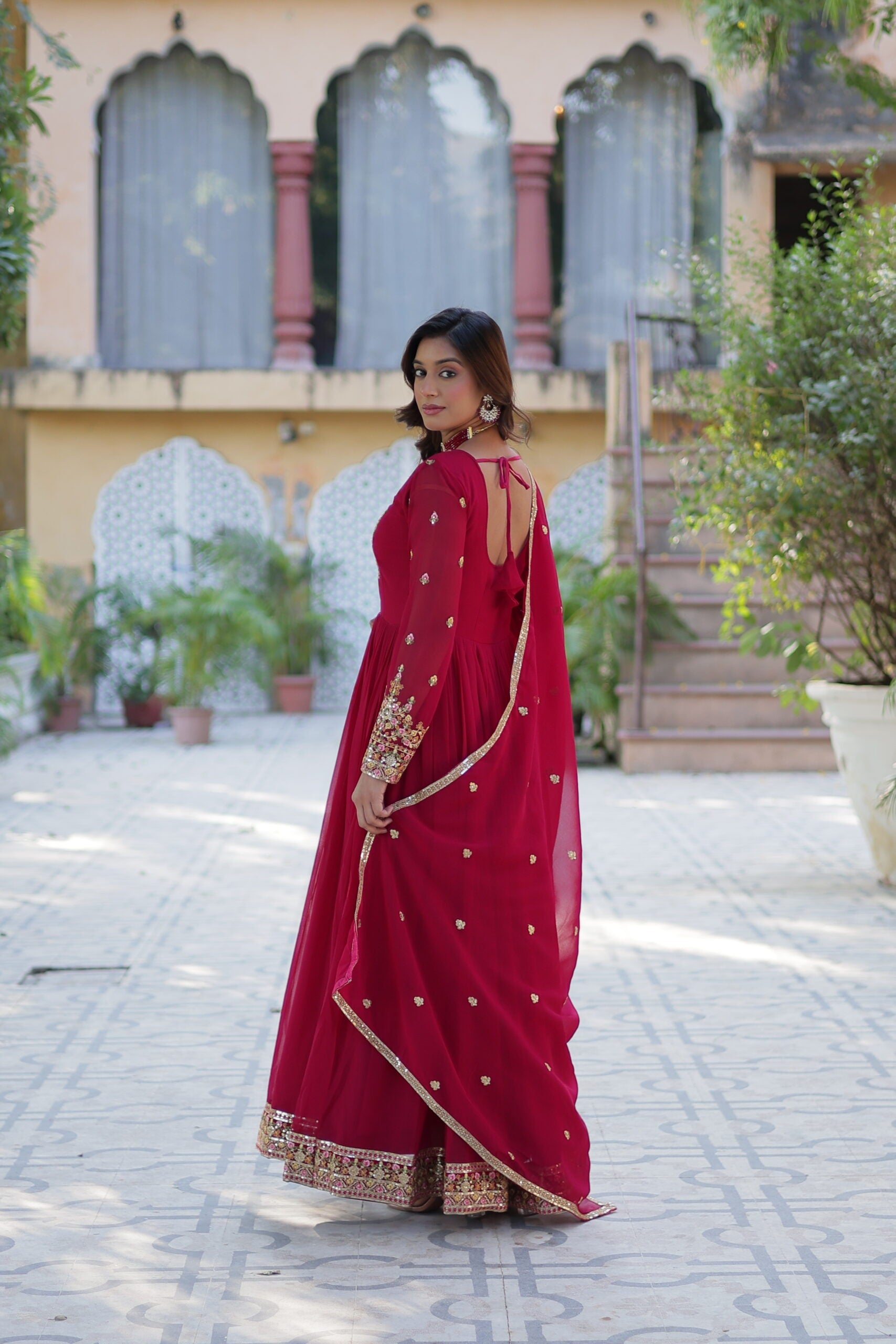 Faux Blooming Gown with Dupatta