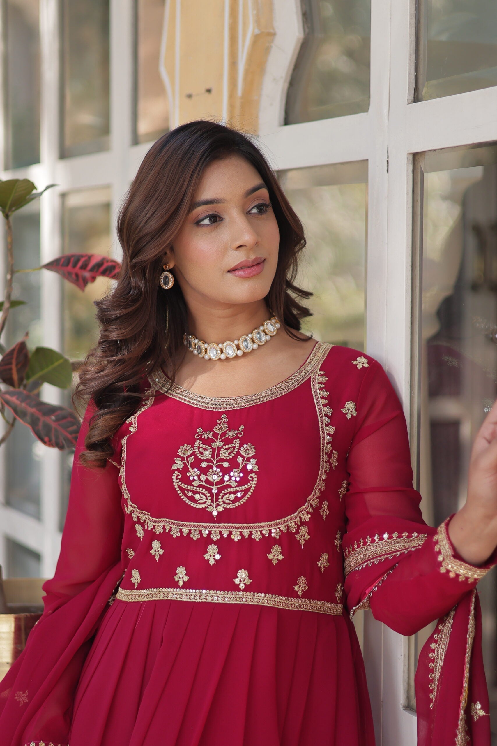 Sequins Embroidered Gown with Dupatta