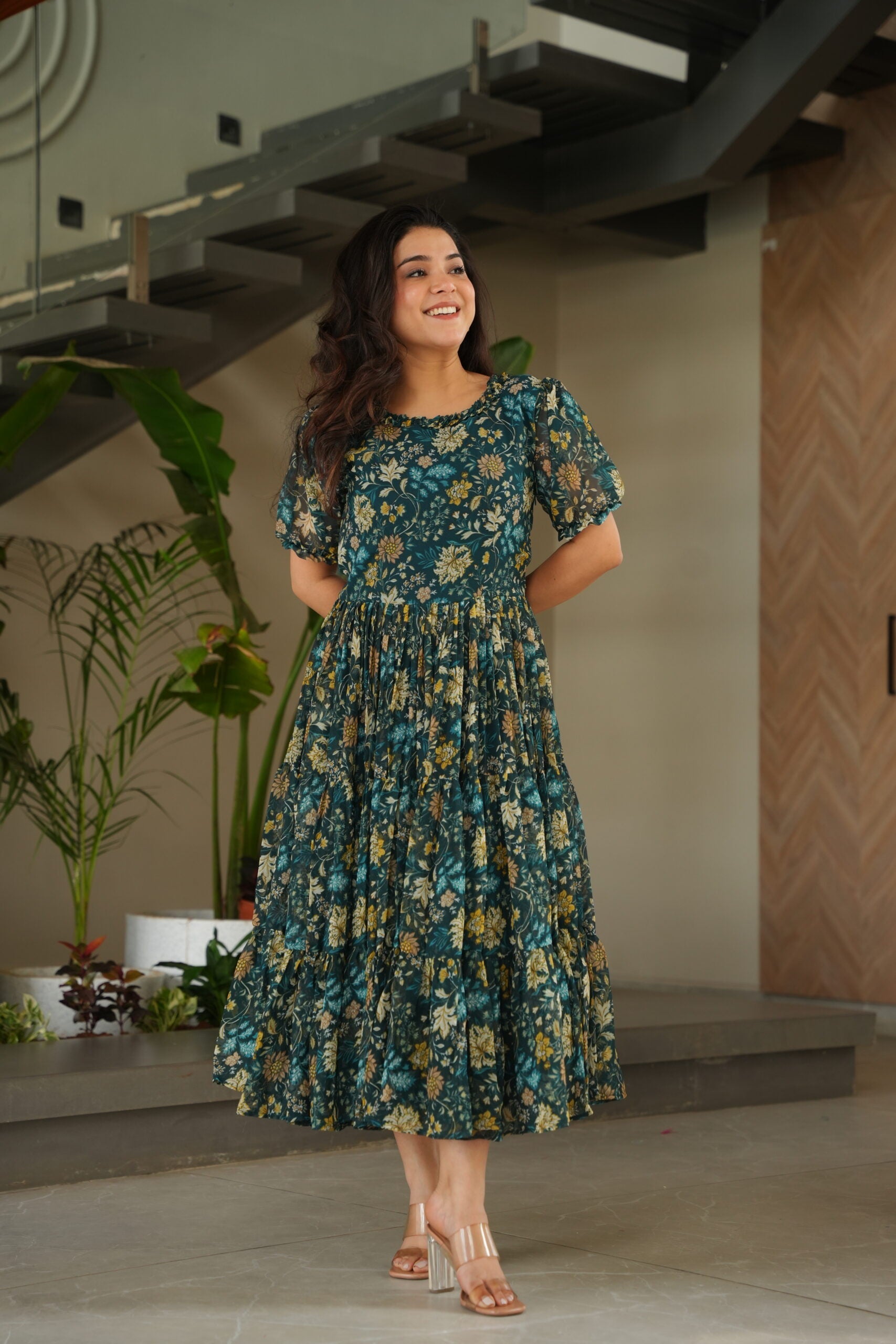 Printed Pinu Georgette Gown for Women