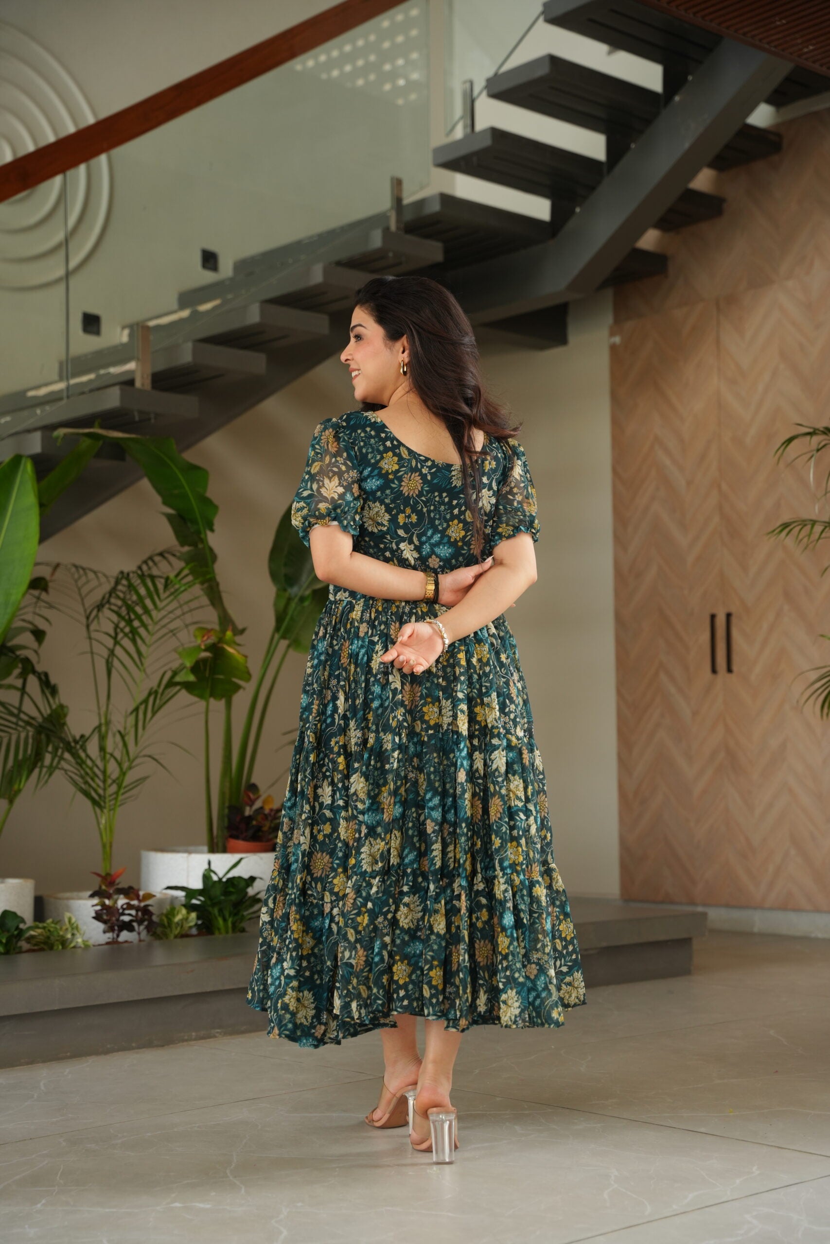 Printed Pinu Georgette Gown for Women