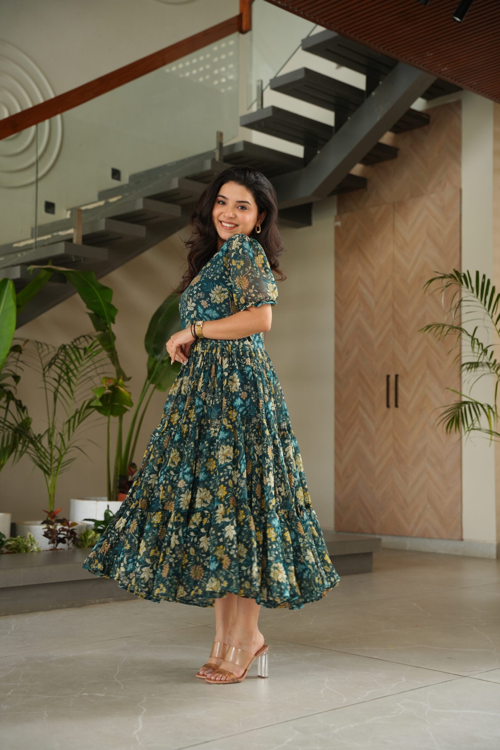 Printed Pinu Georgette Gown for Women