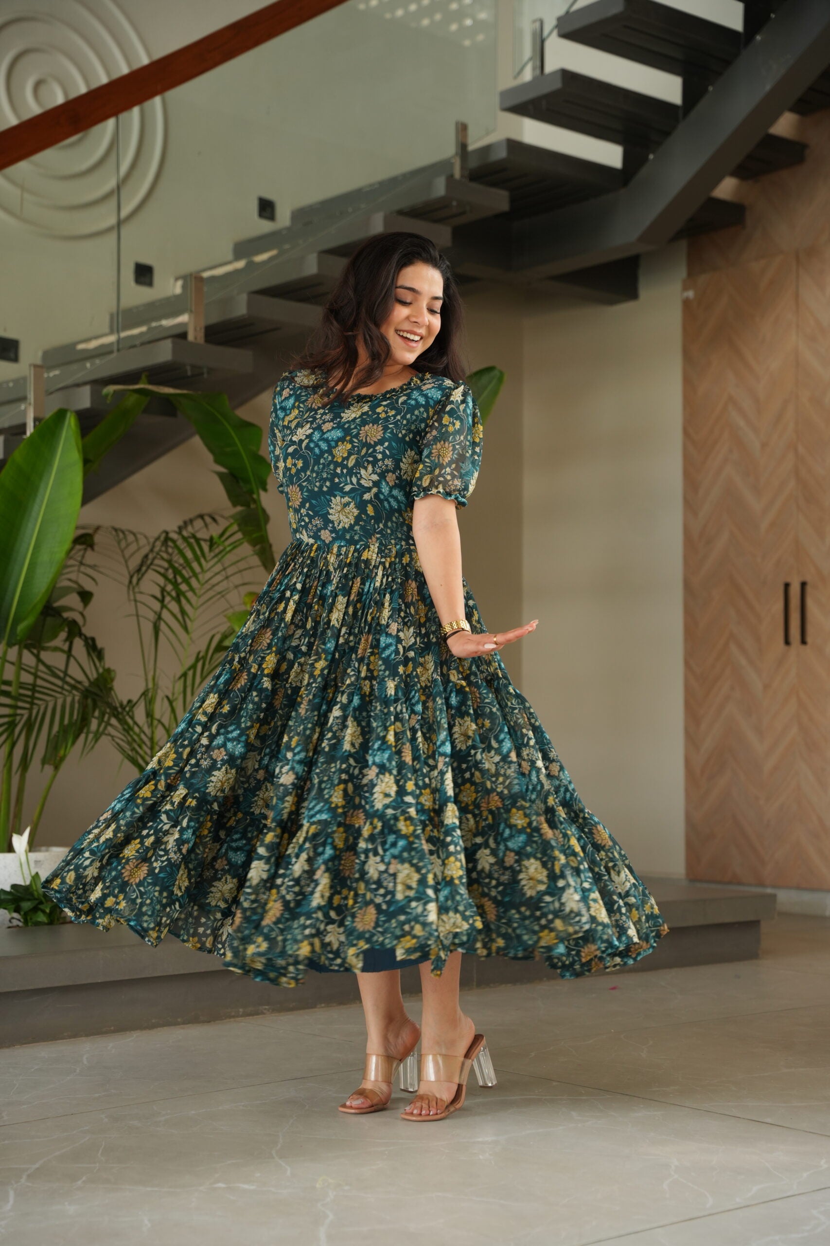 Printed Pinu Georgette Gown for Women