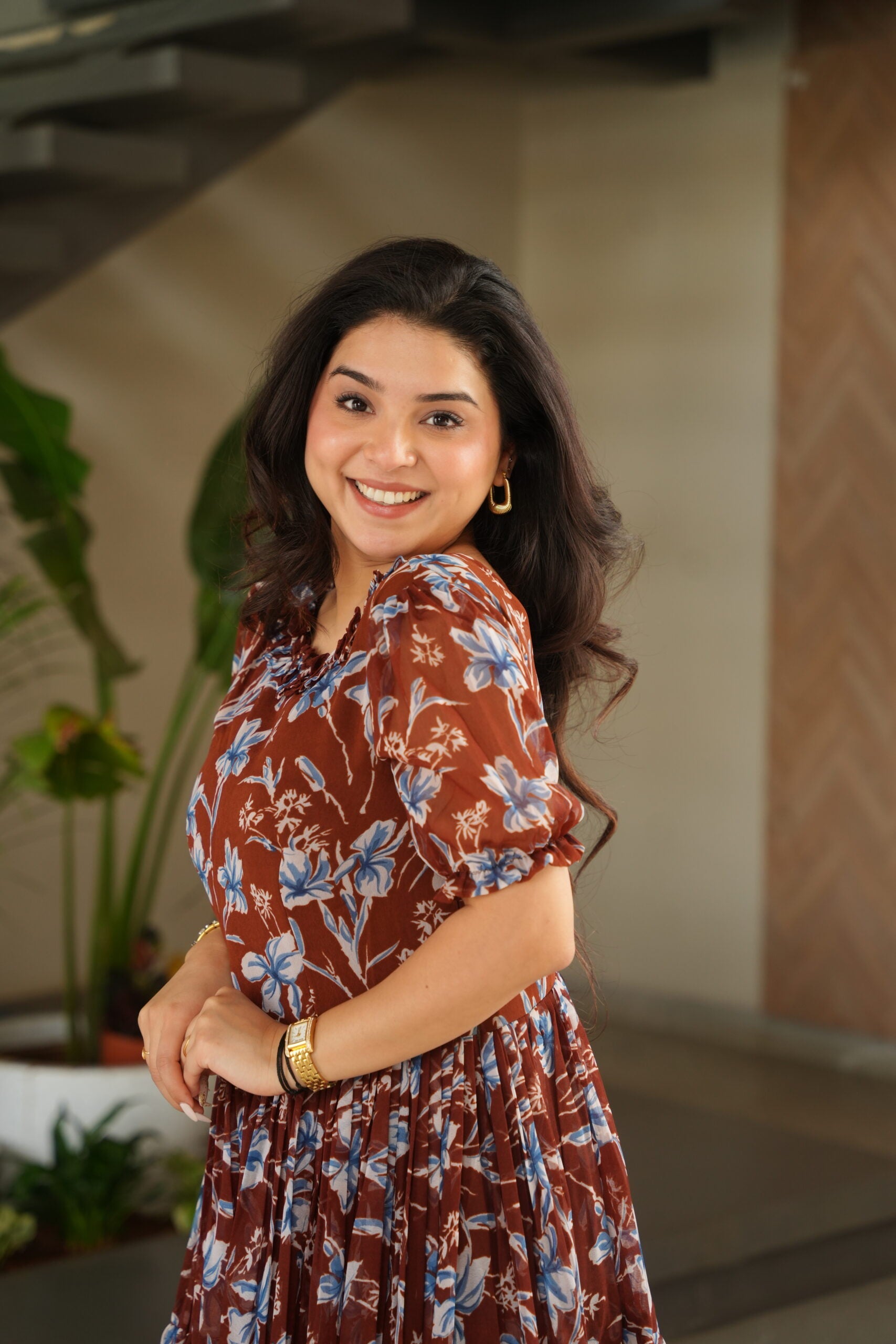 Printed Faux Georgette Gown for Women