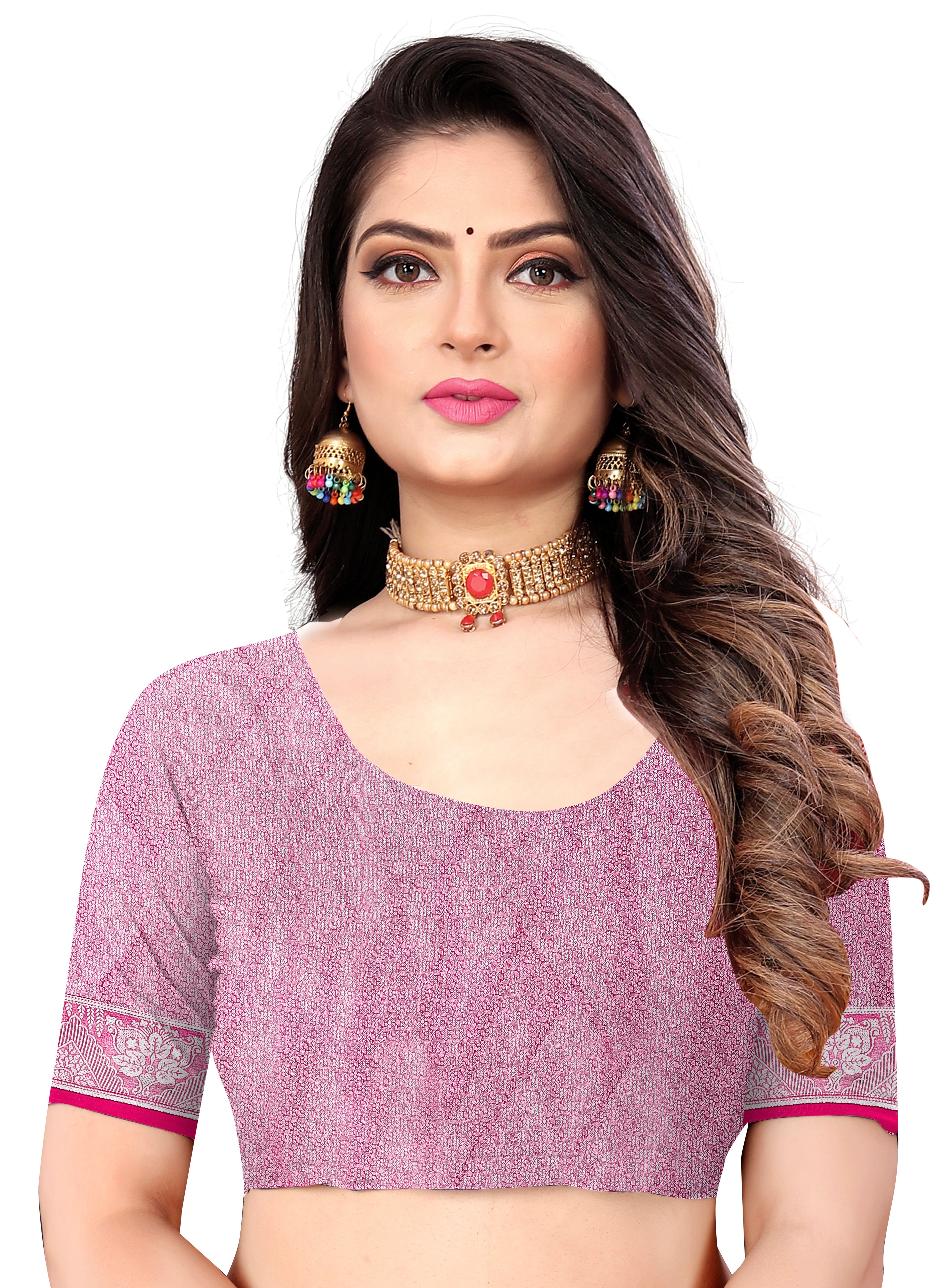 The Riya Saree: Hot Pink Georgette Saree with Silver Zari Leheriya Work